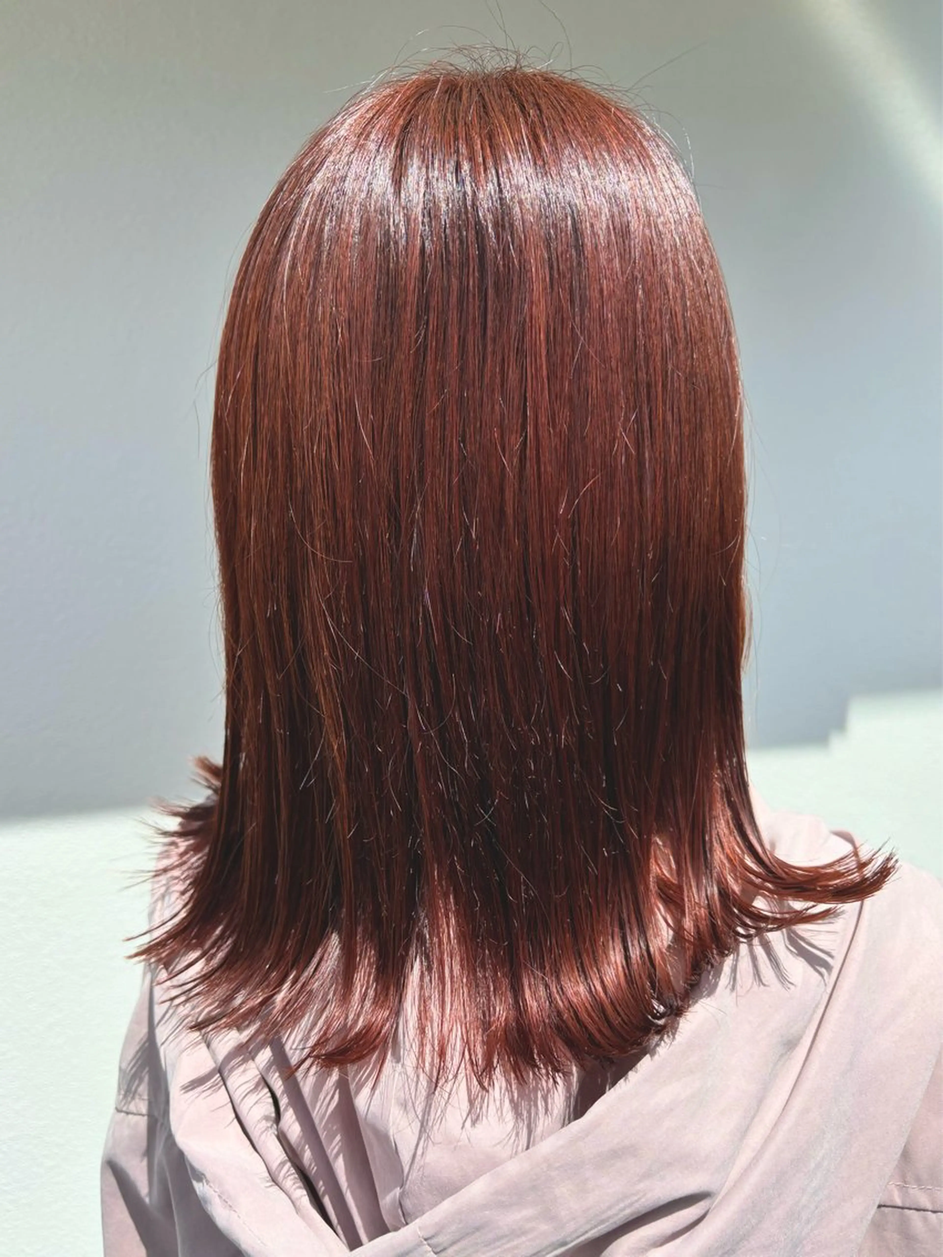 ミディアム カラー オレンジ オレンジレッド レッドカラー ducha所属・DUCHA Tomida naoのヘアスタイル