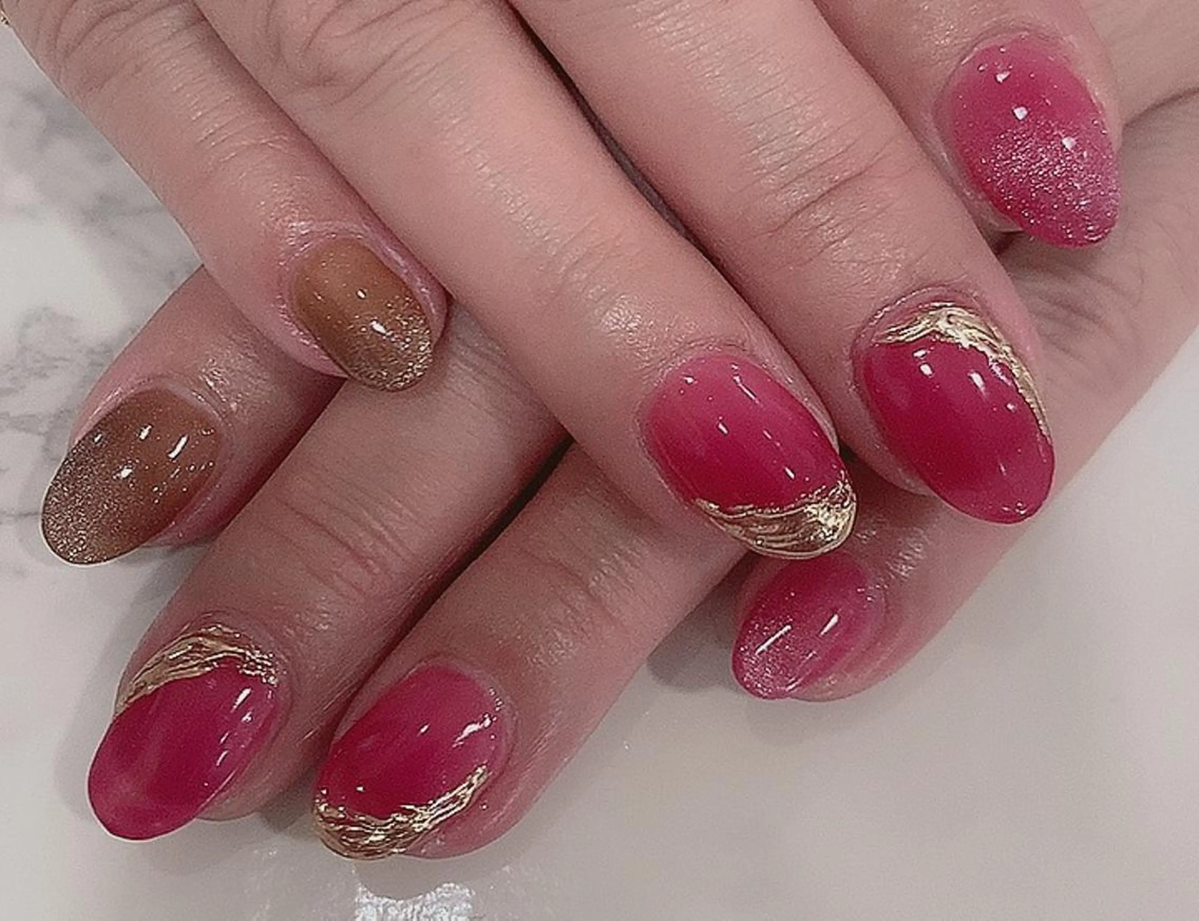 ネイル ブラウン 赤色 高橋 実和子のマツエク・マツパデザイン