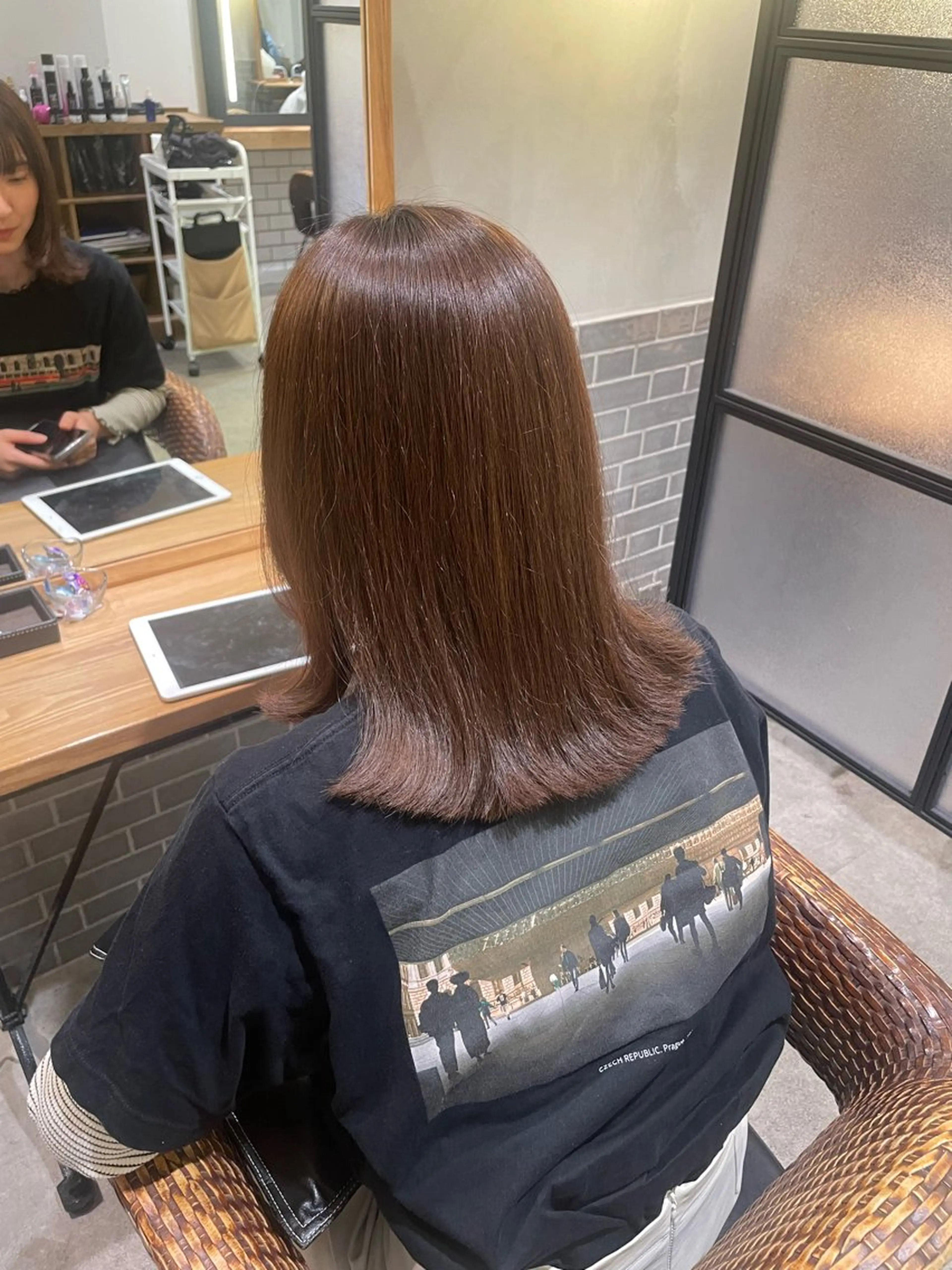 セミロング カット 縮毛矯正 暖色カラー🤎Red Neo meiのヘアスタイル