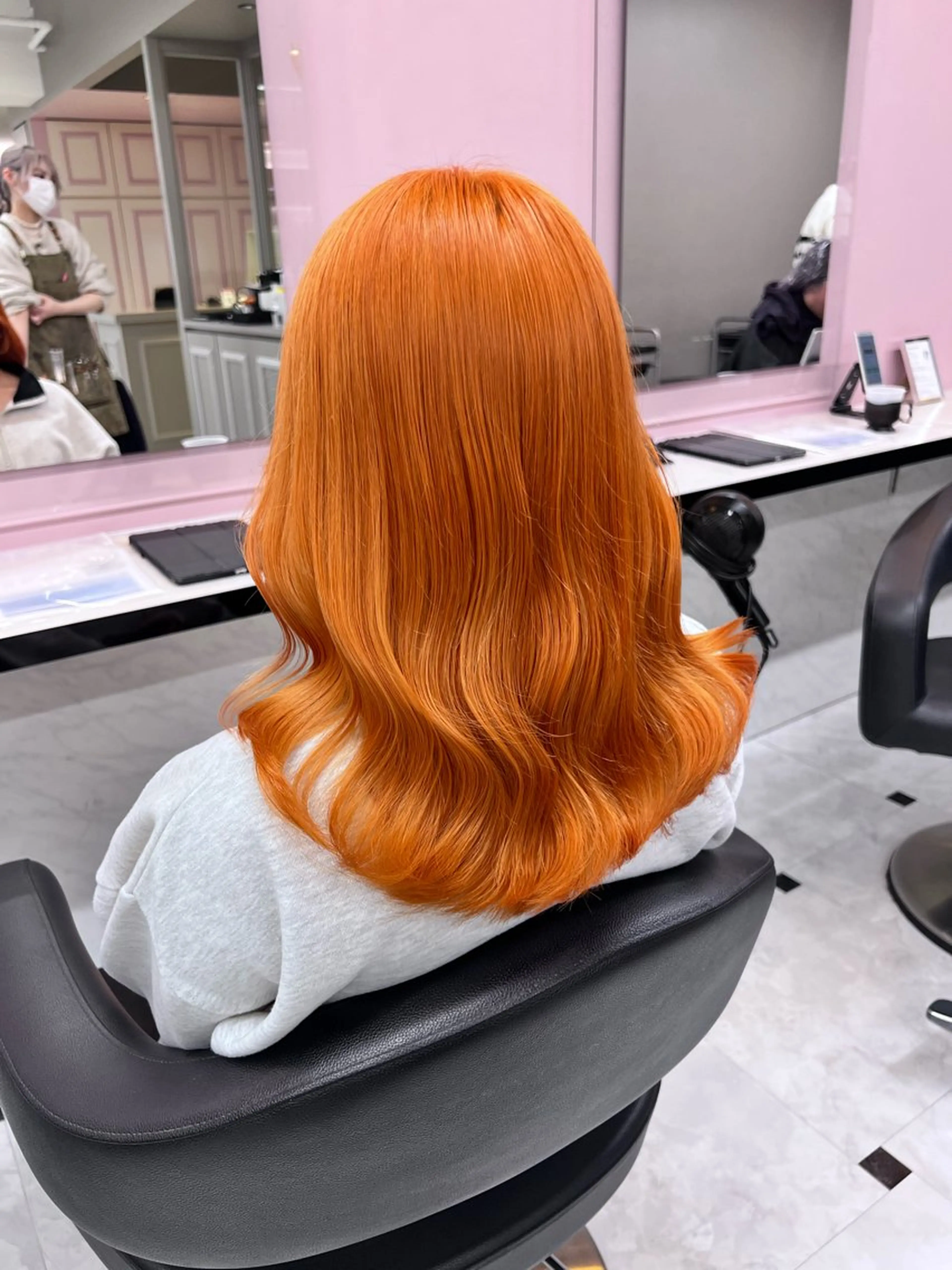 ミディアム カラー ヘアアレンジ オレンジ 💕上野美容師☁ ブリーチ💖サワのヘアスタイル