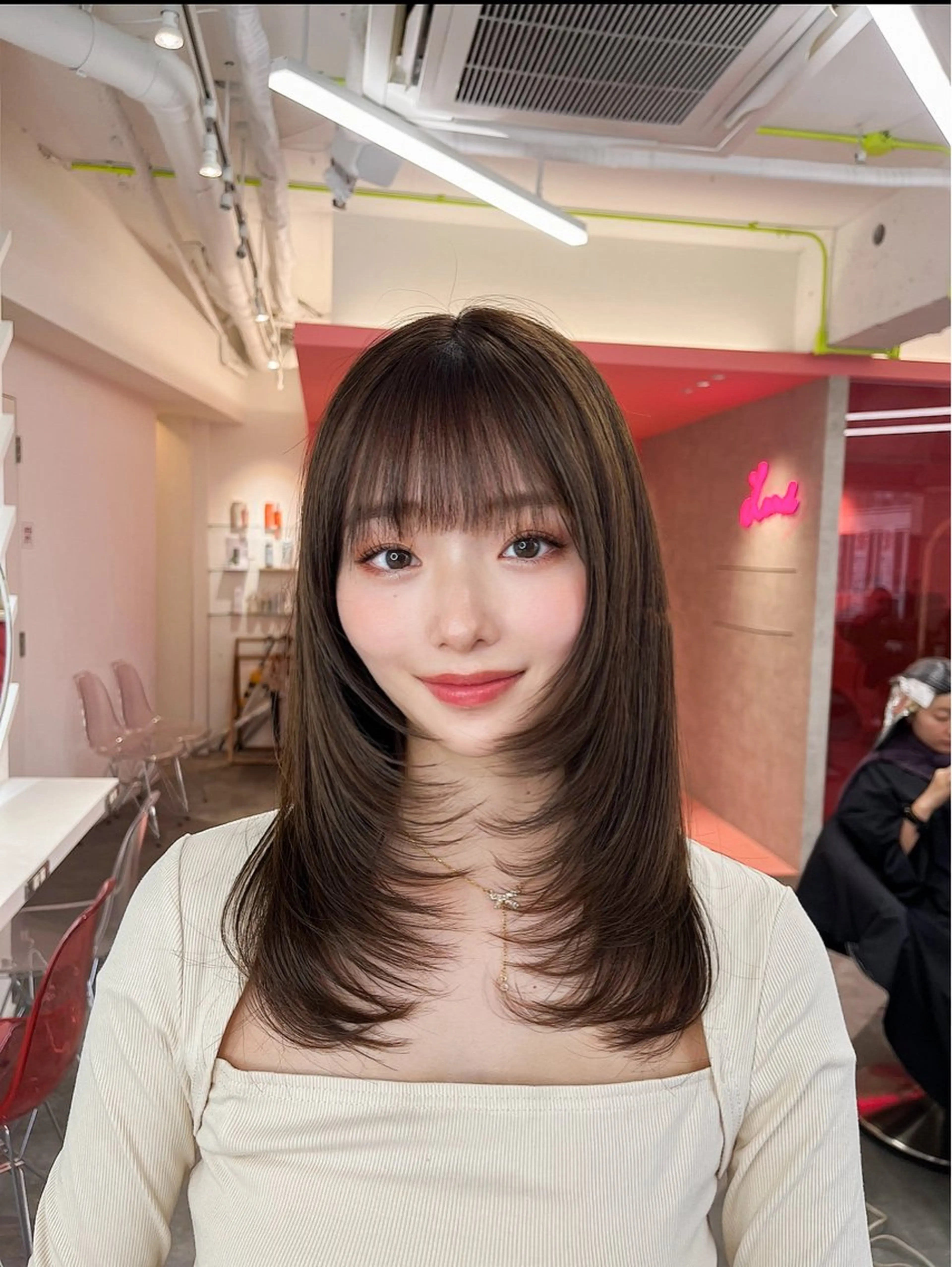 ミディアム カラー 山崎/ボブ縮毛矯正 レイヤー髪質改善のヘアスタイル