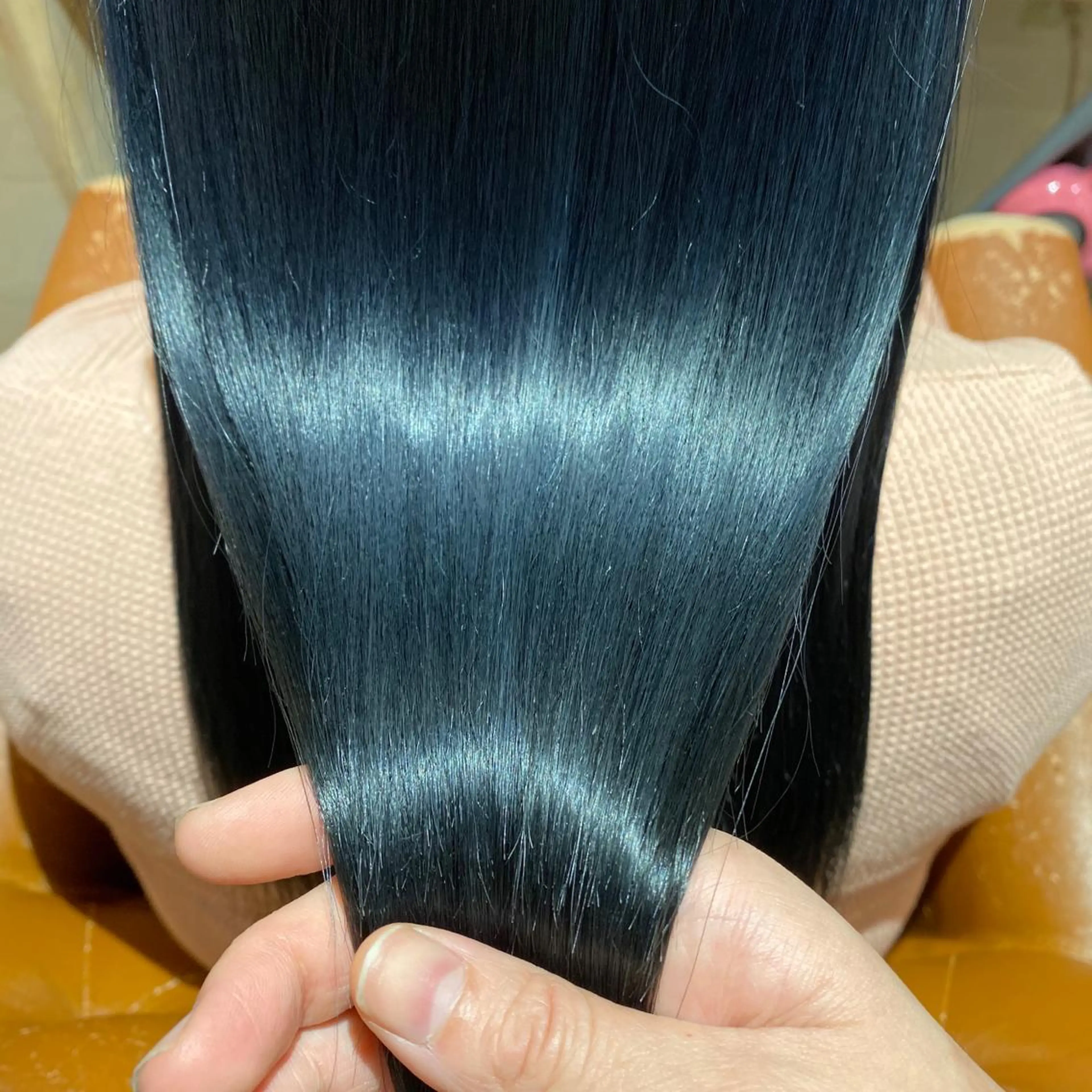 ロング カラー ネイビーカラー 髪質改善×矯正🫧 韓国ヘアasamiのヘアスタイル