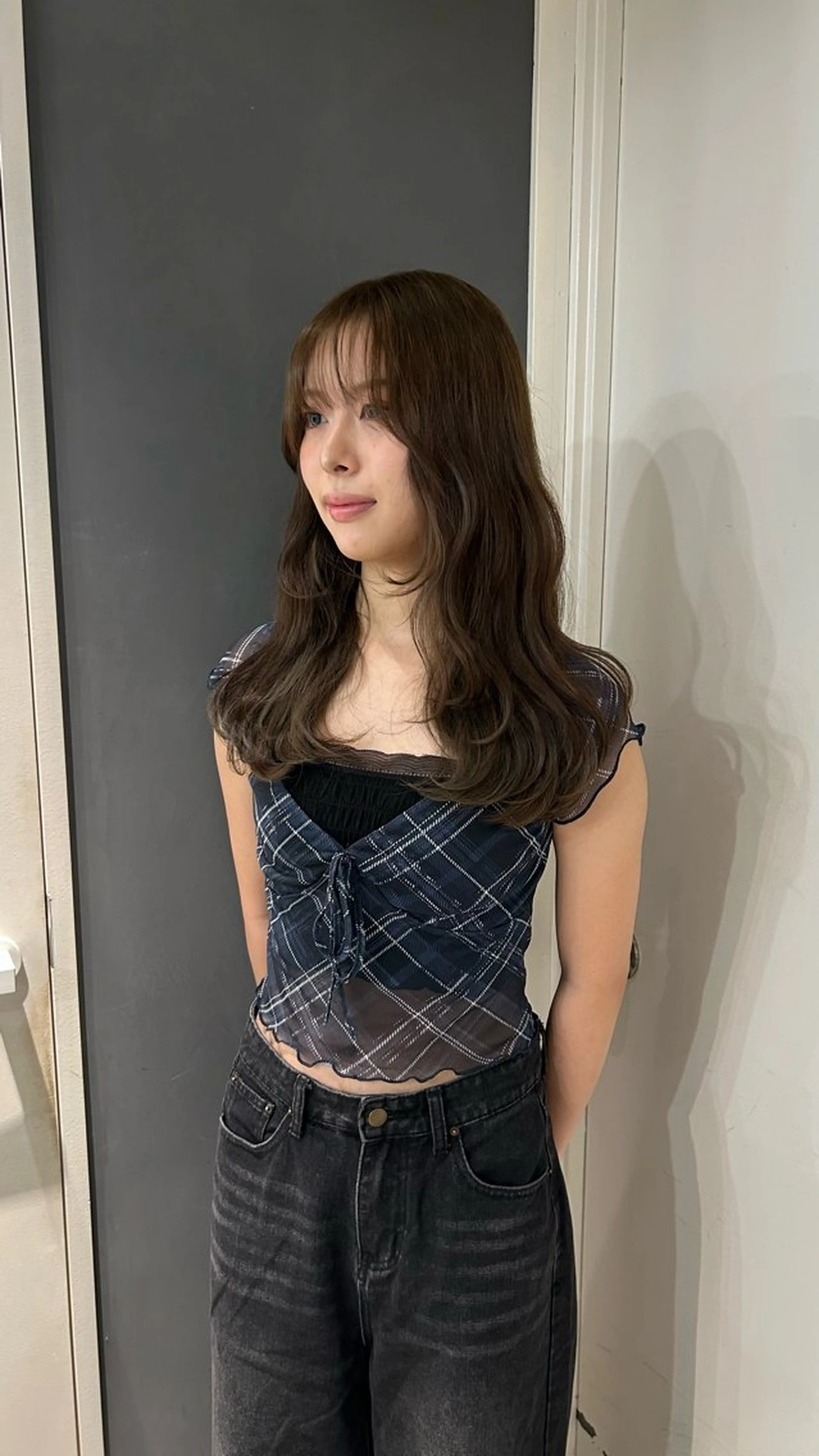 セミロング カット ヘアカラー トリートメント えり 堀江/ボブ /艶髪/レイヤーのヘアスタイル