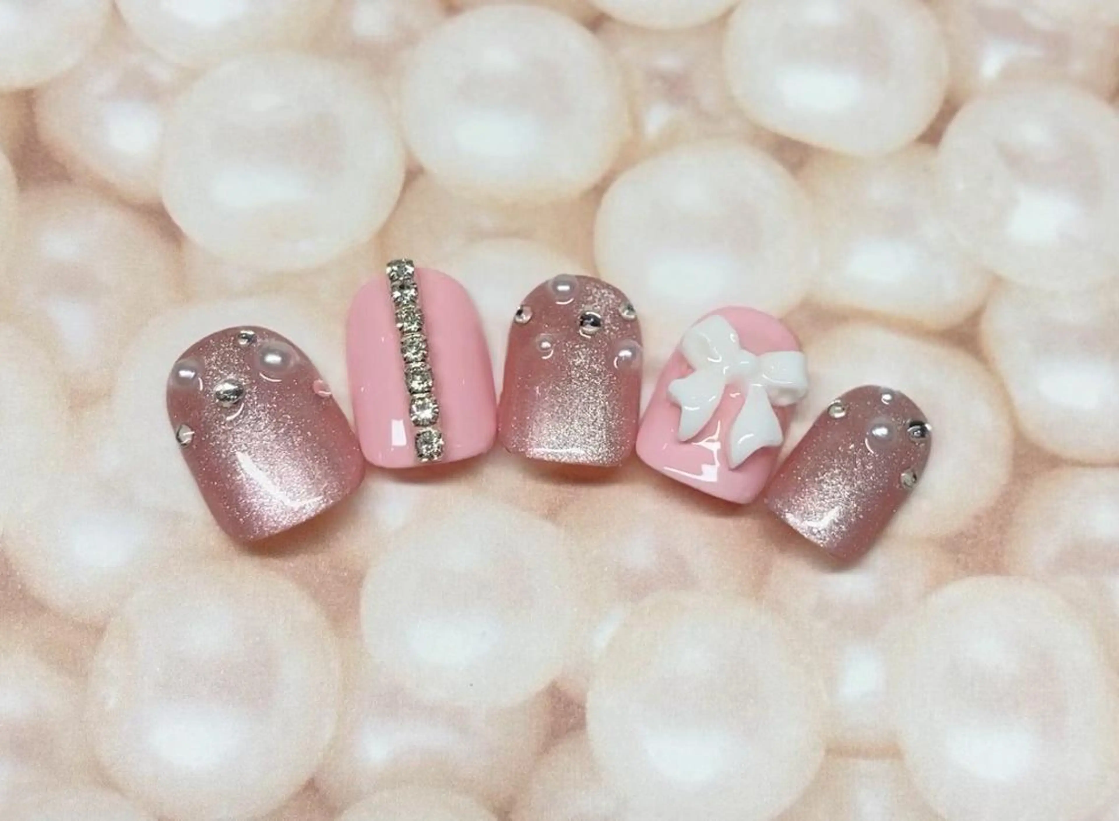 ネイル ジェルネイル 韓国ネイル 持ち込み パラジェル リボン ハンドネイル Nail&eye Belire 新宿のネイルデザイン