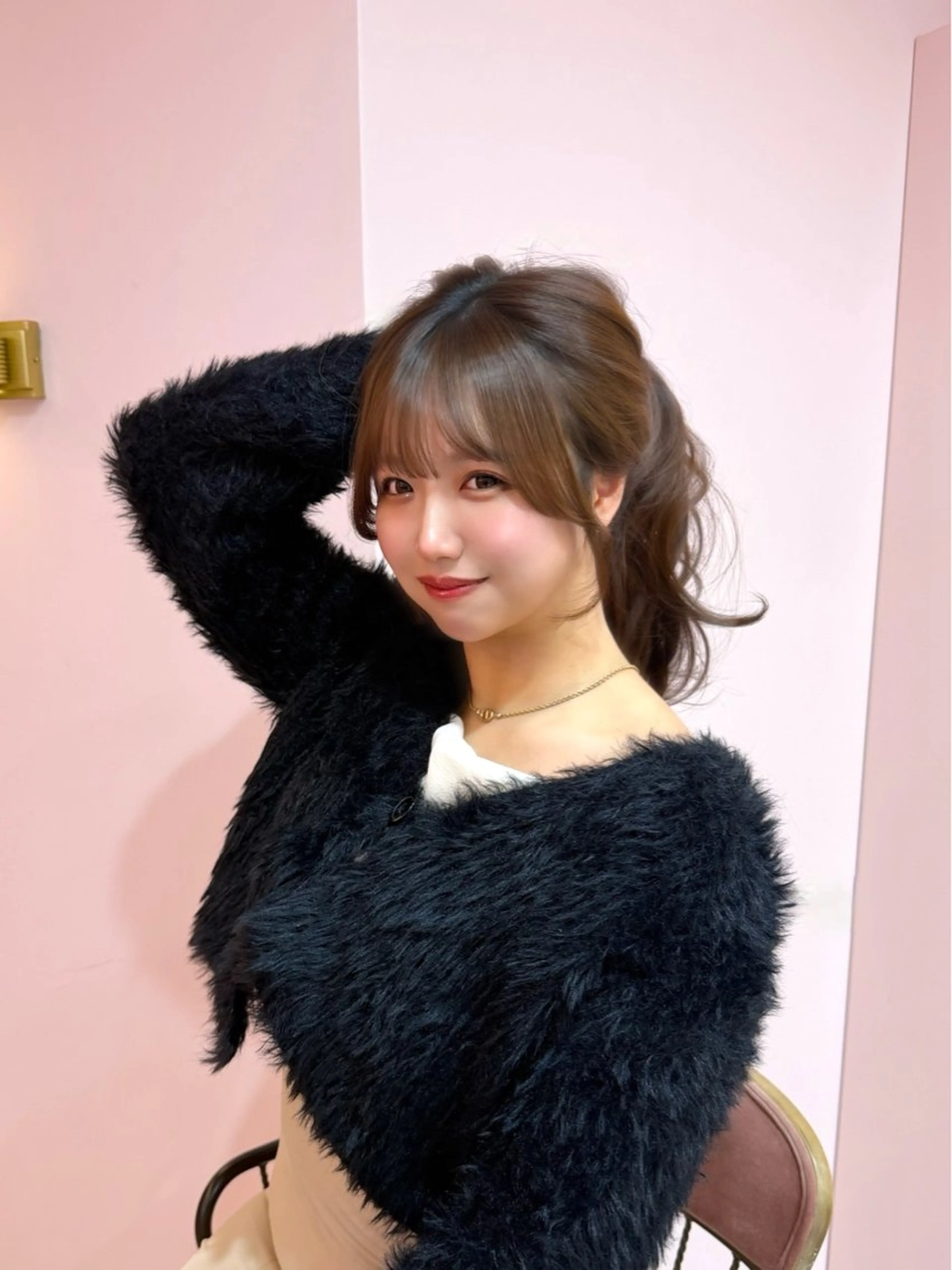 セミロング チョコレートブラウン くびれヘア 韓国風ヘア カット 盛れるトレンド hair♡Ayakaのヘアスタイル