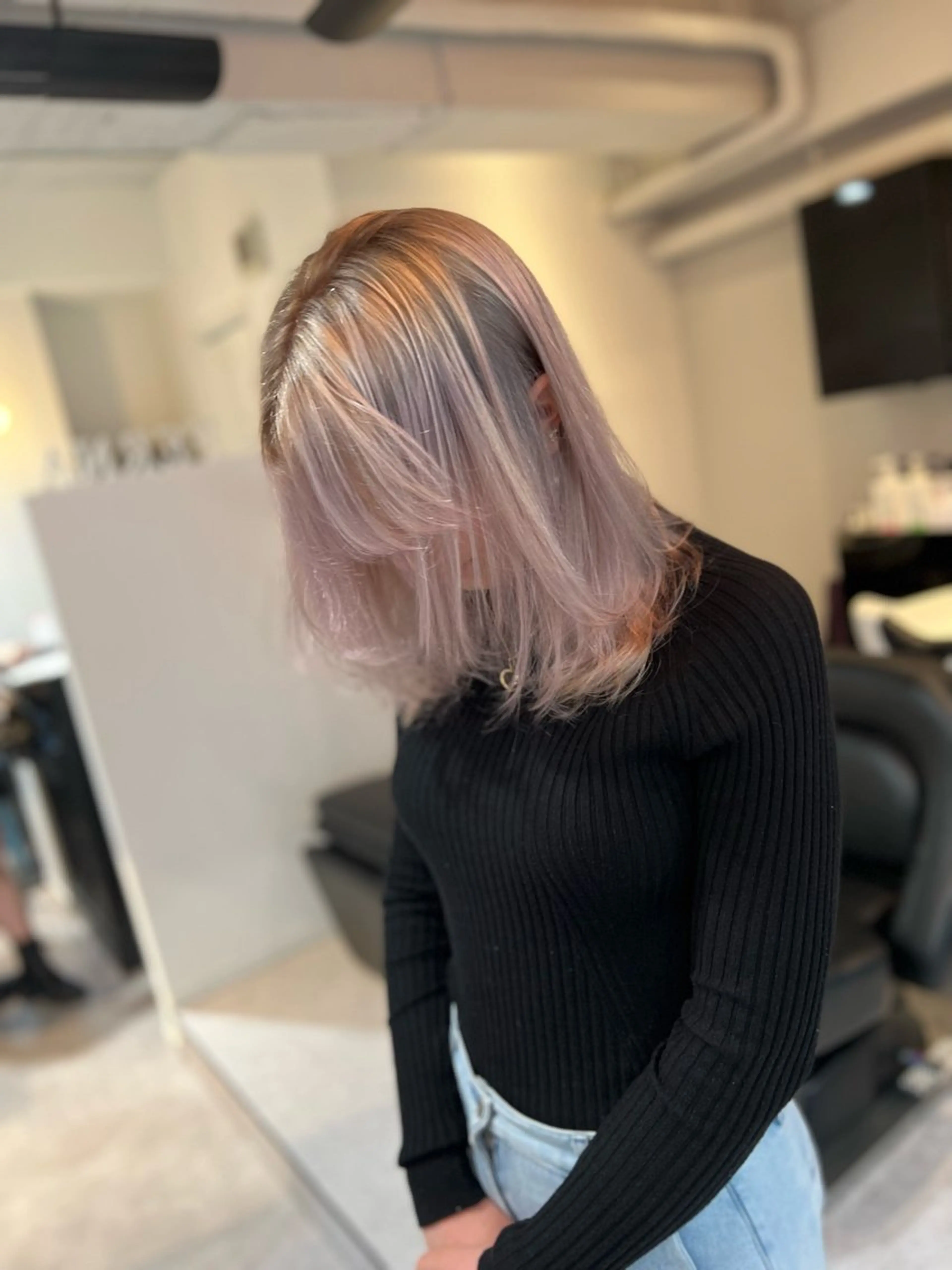 ミディアム カラー バレイヤージュ レイヤーカット ヘアカラー トリートメント PSY(サイ)所属・PSY(サイ)池袋 金田尚久🎨のヘアスタイル