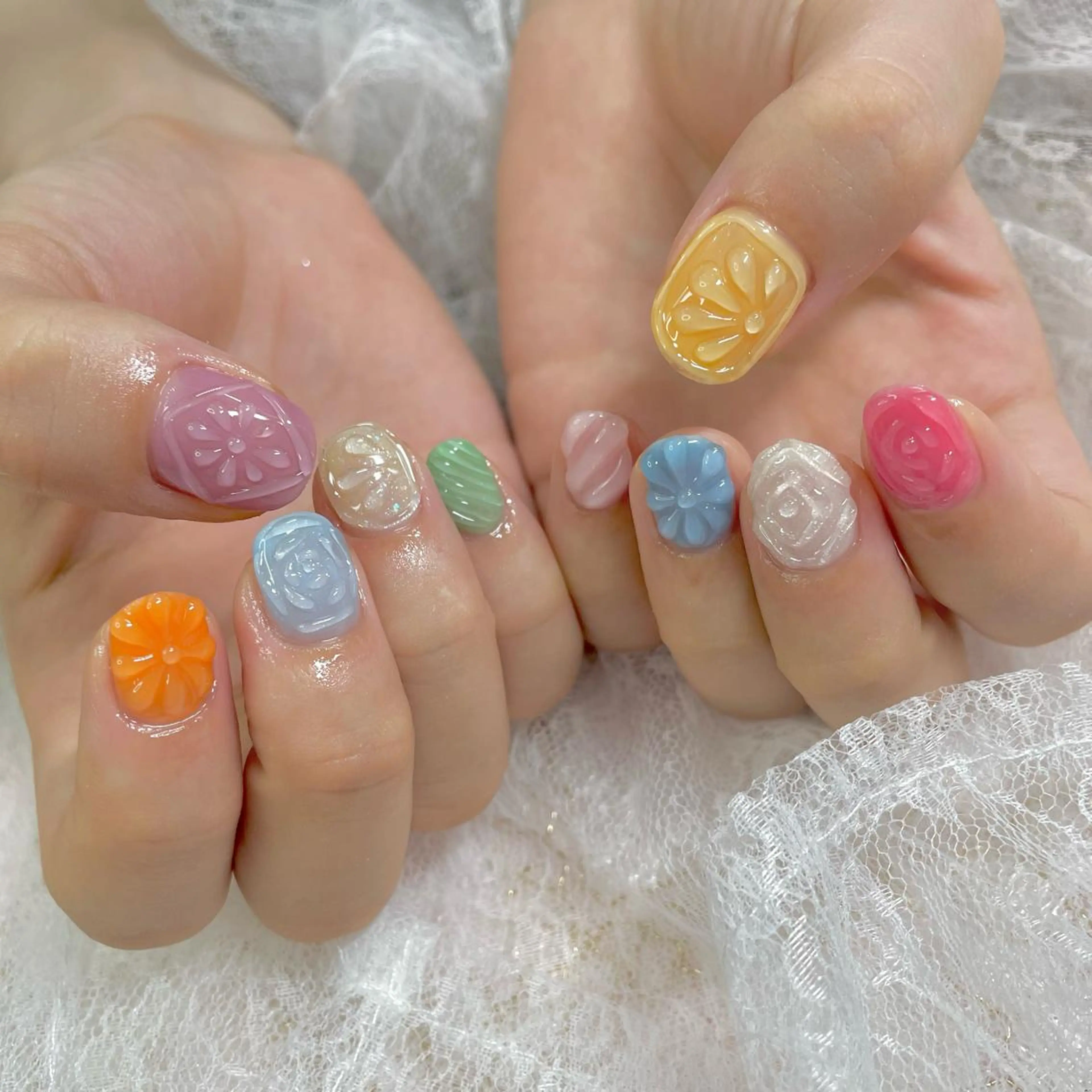 ネイル クリアネイル ジェルネイル ニュアンスネイル パラジェル ぷっくりネイル J terrace Nailのネイルデザイン