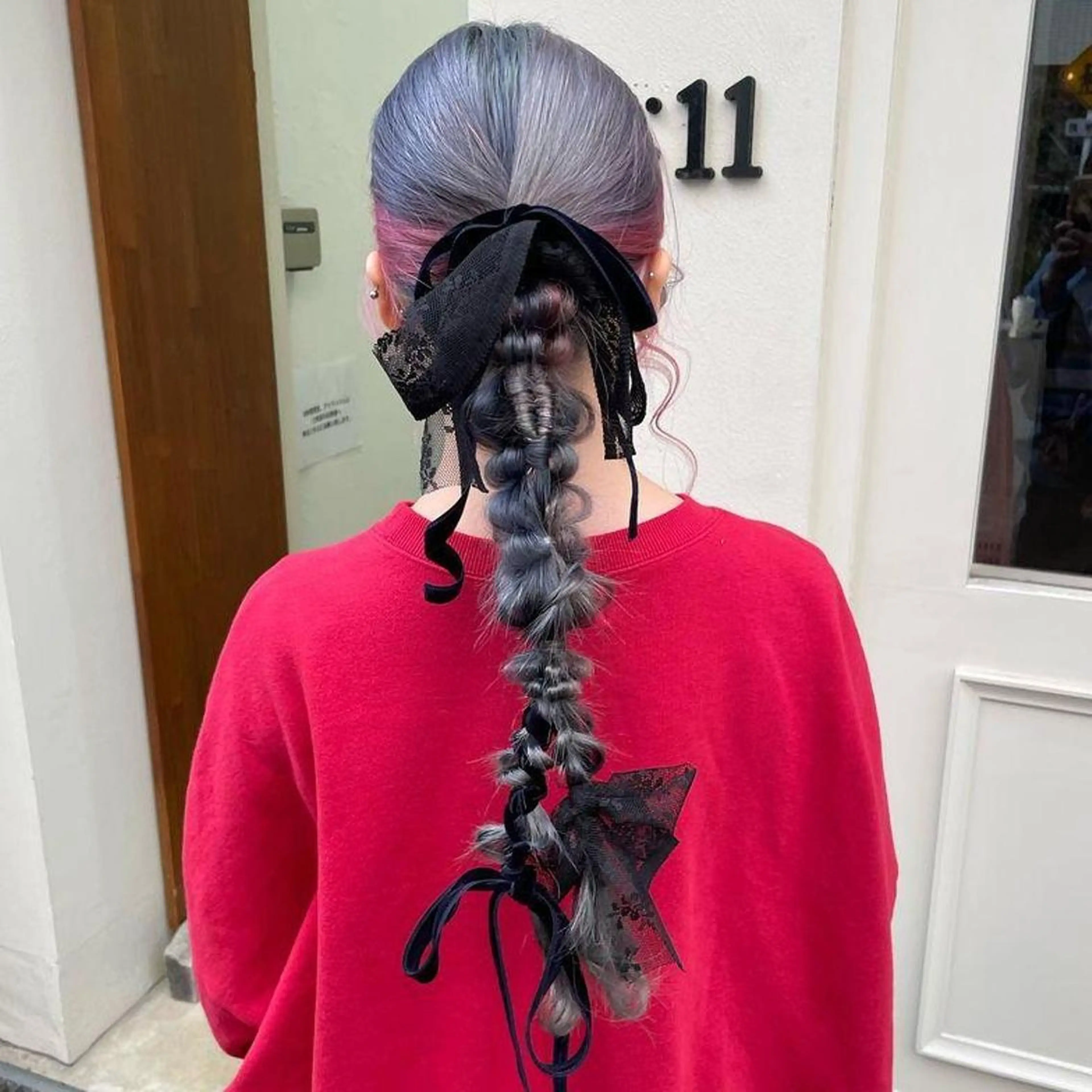 ロング カラー ヘアアレンジ ブルーカラー インナーカラー ピンクカラー ORIKA 美容室のヘアスタイル