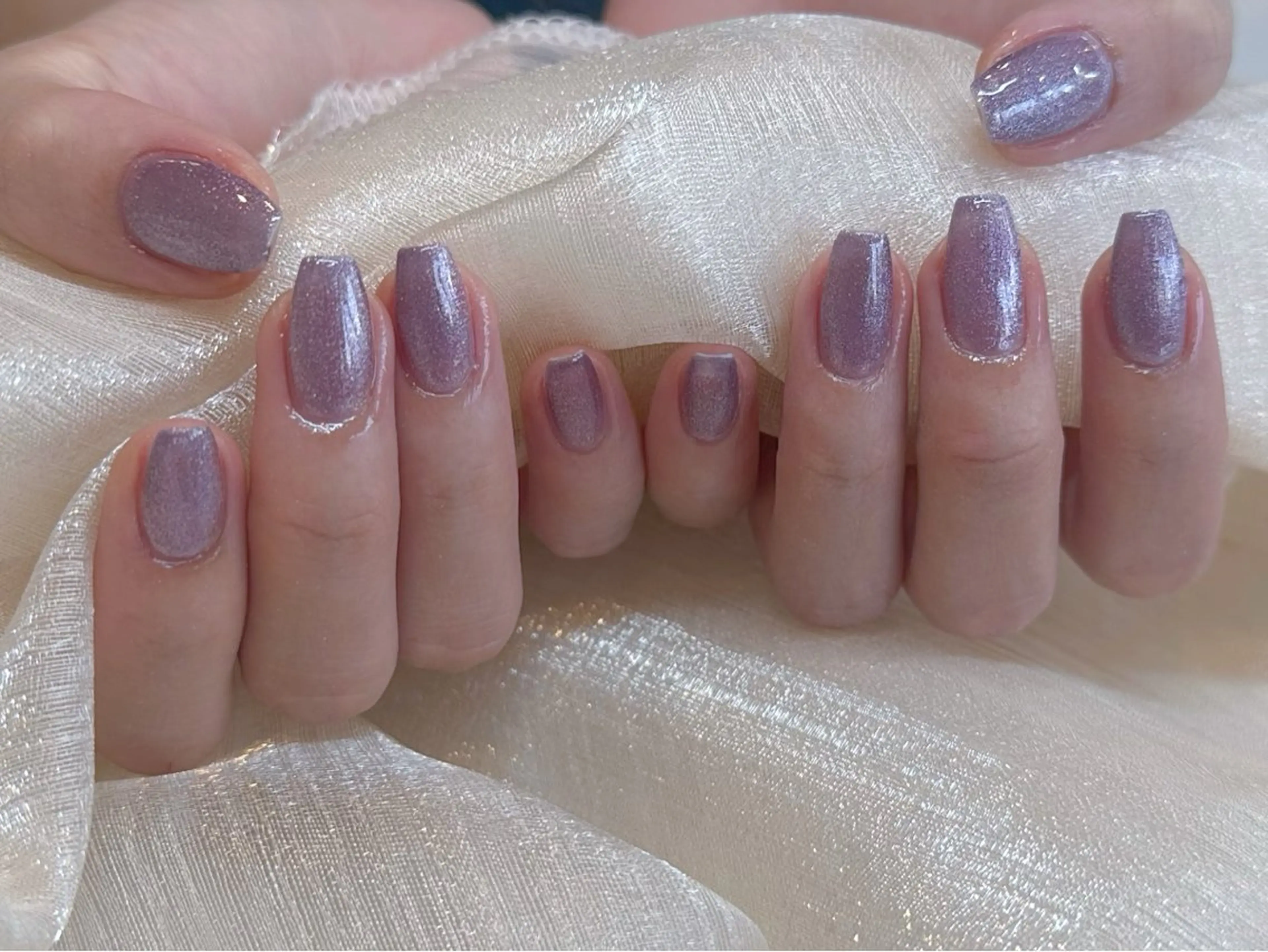 ネイル アートネイル 韓国ネイル 水色 ロングネイル マグネットネイル ハンドネイル ハンドケア NailDemure 【銀座店】のネイルデザイン