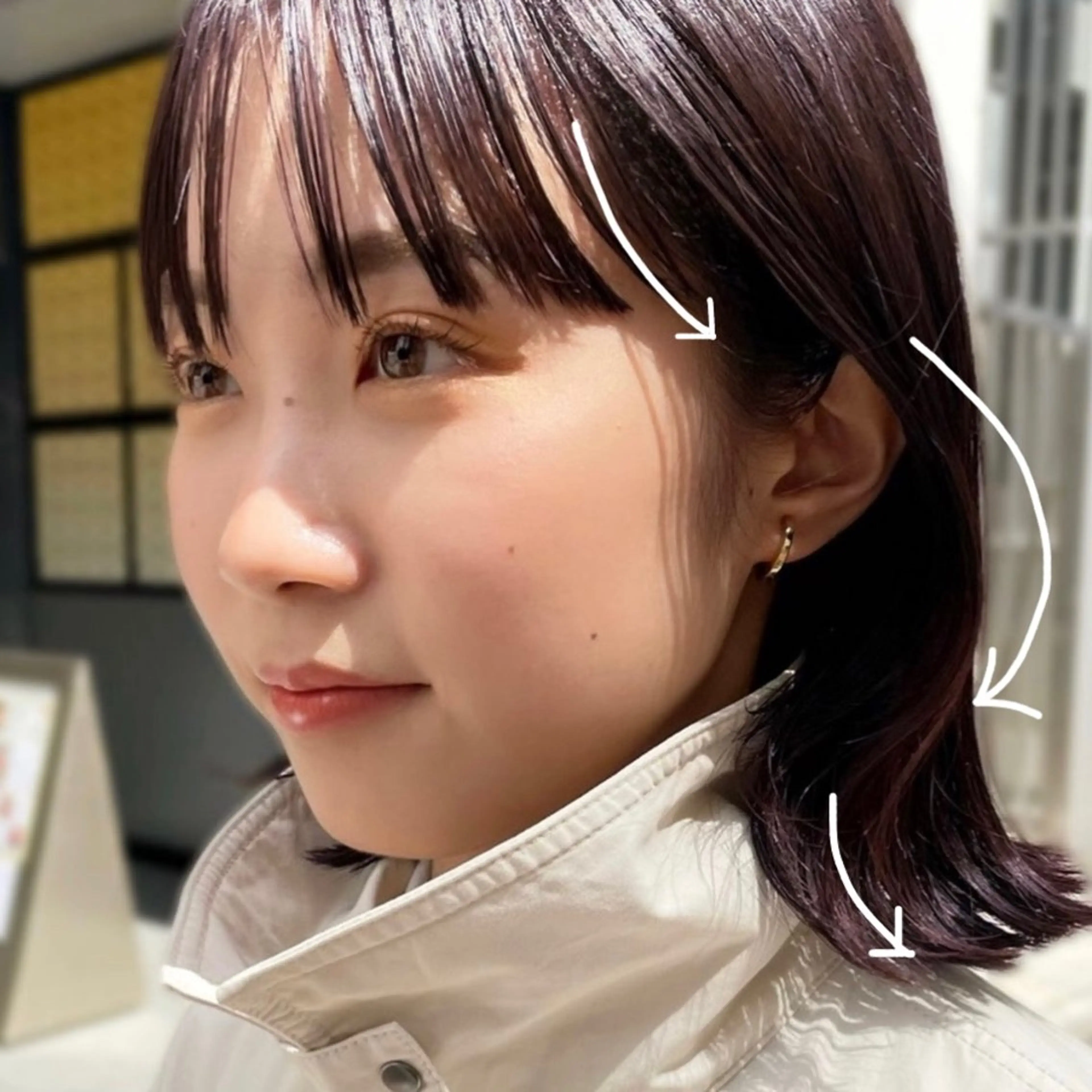 ミディアム カラー ヘアアレンジ カット ヘアカラー トリートメント ヘッドスパ ヘアセット 【柔らか透明感✨/ 似合せ前髪】大石葉月のヘアスタイル