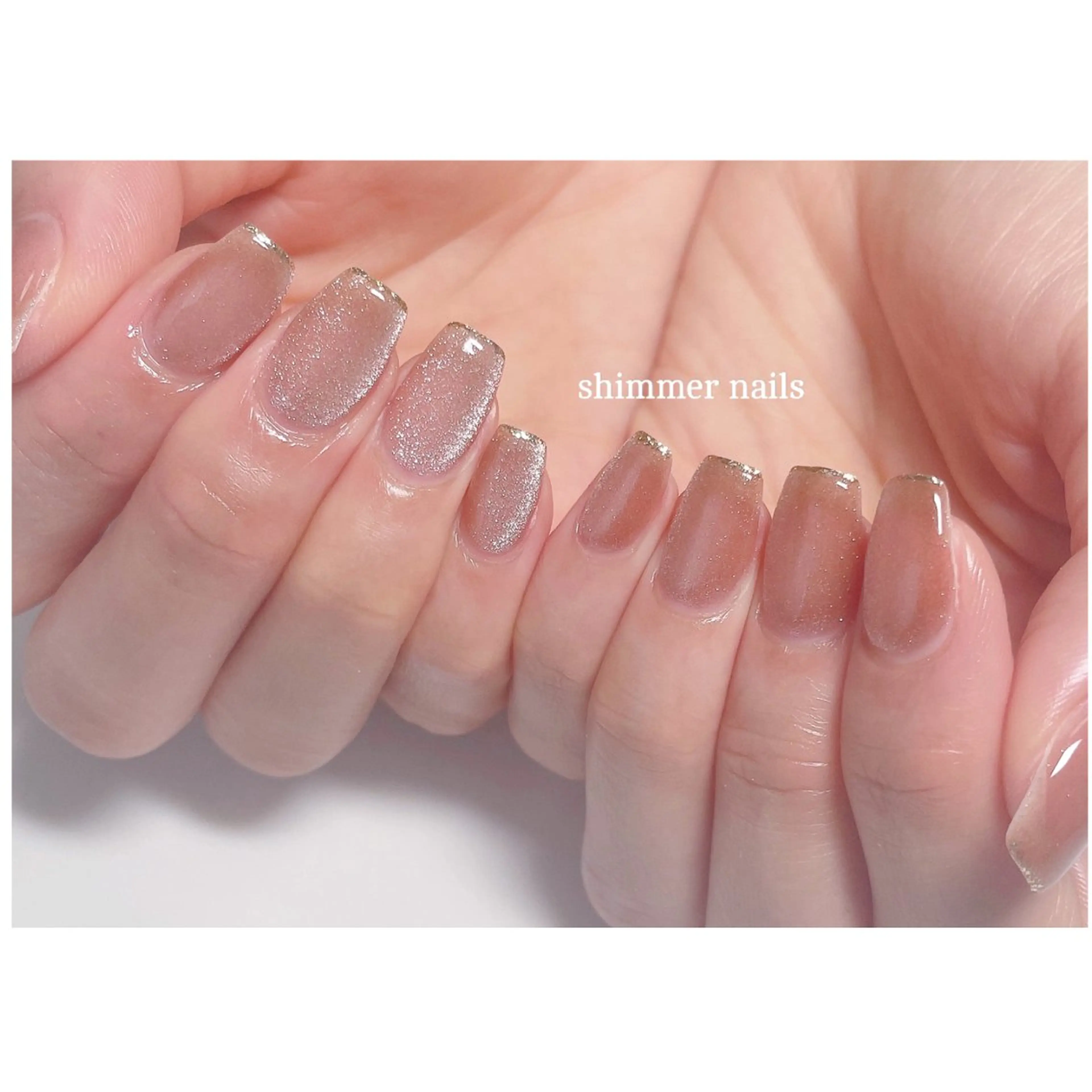 ネイル フレンチネイル ラメ(グリッター) マグネットネイル 持ち込み shimmer nailsのネイルデザイン