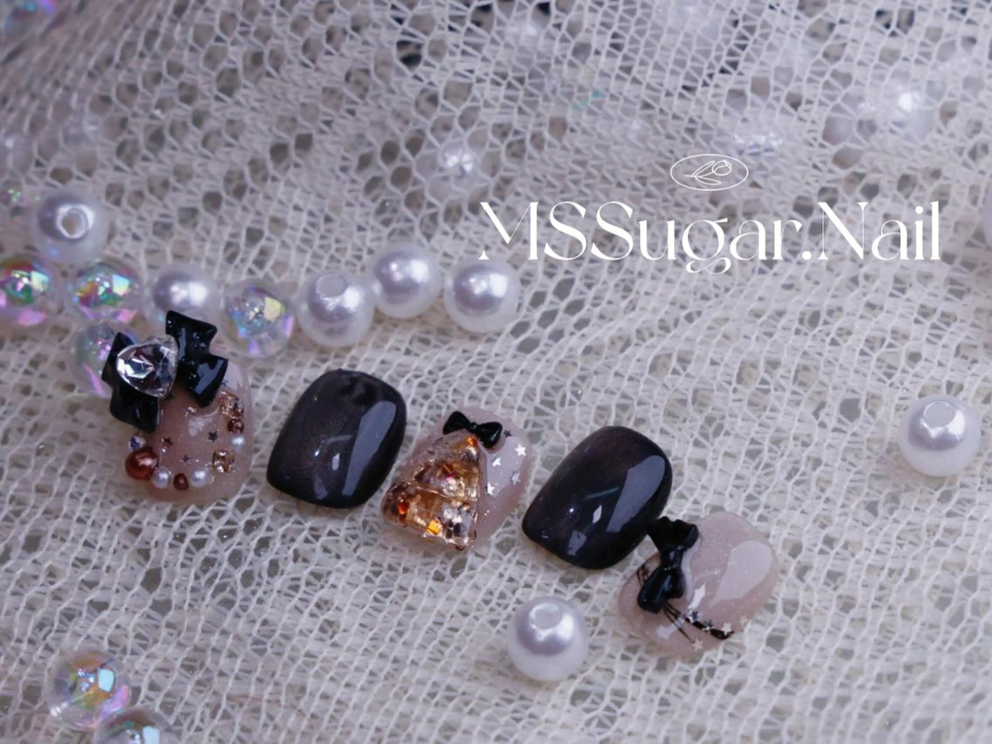 ネイル ハロウィン ロングネイル マグネットネイル スカルプネイル ネイルチップ MSSugar Nailのネイルデザイン