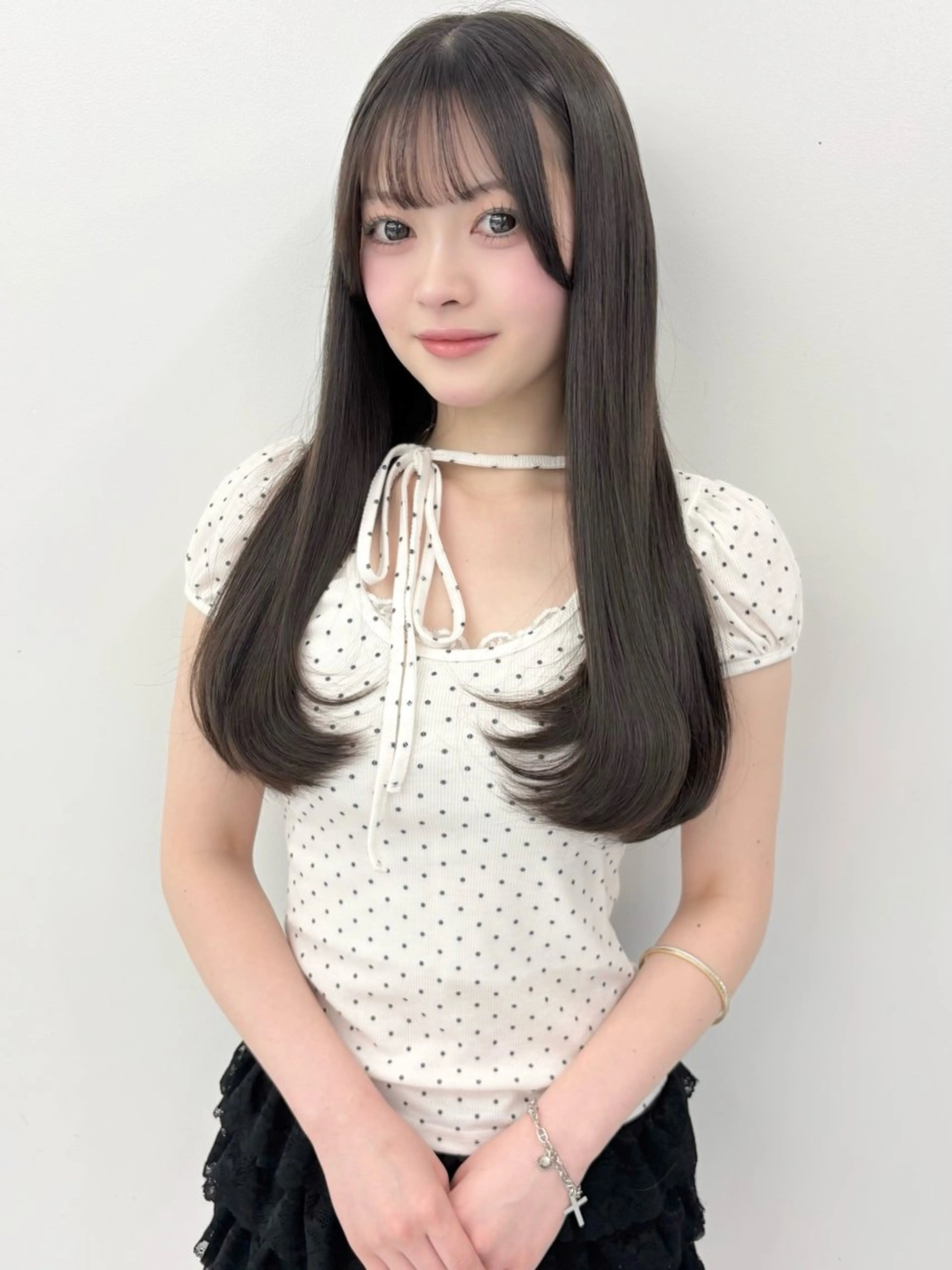 ロング カラー レイヤーカット カット 縮毛矯正 トリートメント 盛れる顔周り🤍渋谷 Risa🎀のヘアスタイル