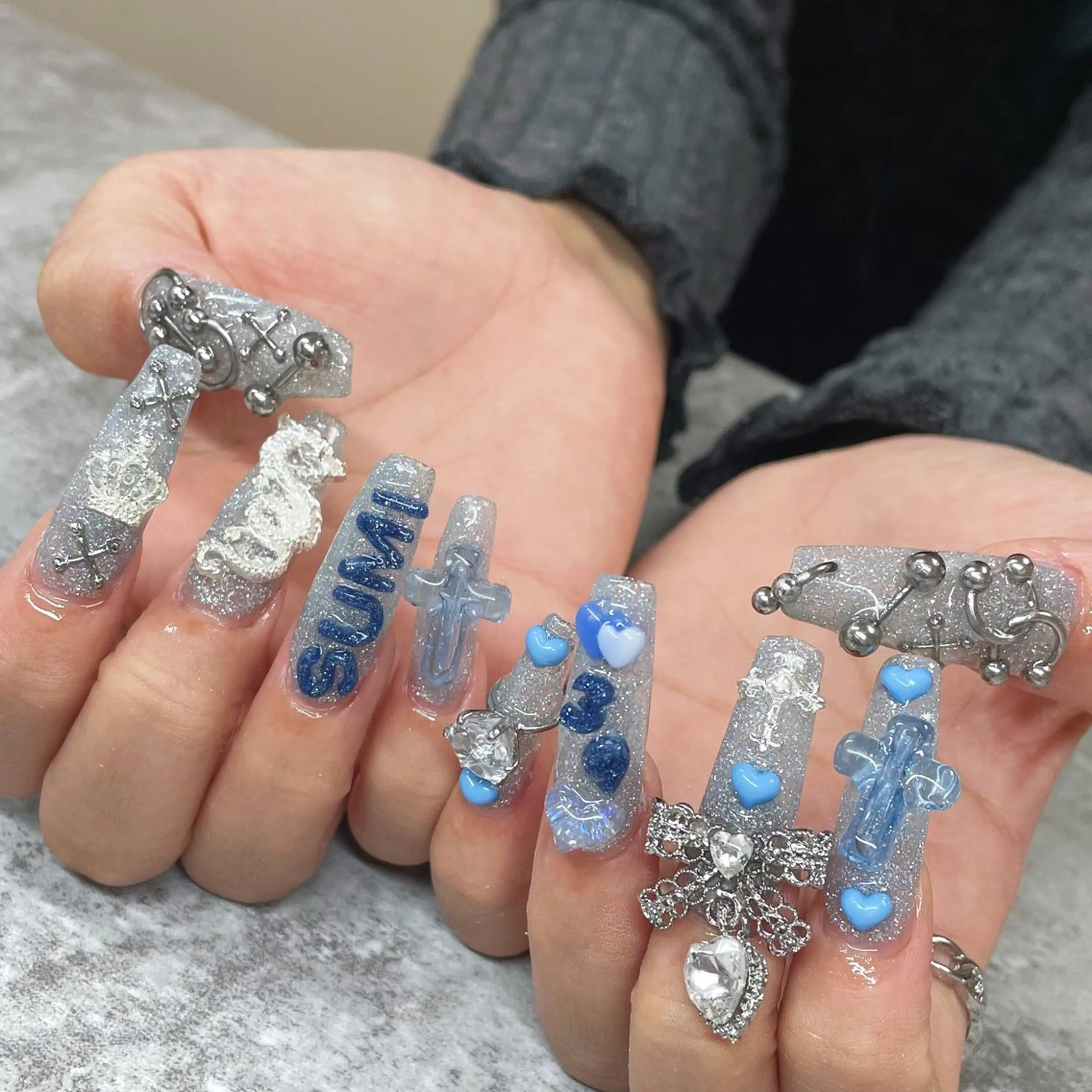 ネイル フラッシュネイル ハート キラキラネイル ハンドネイル Rabe ISHIIのネイルデザイン