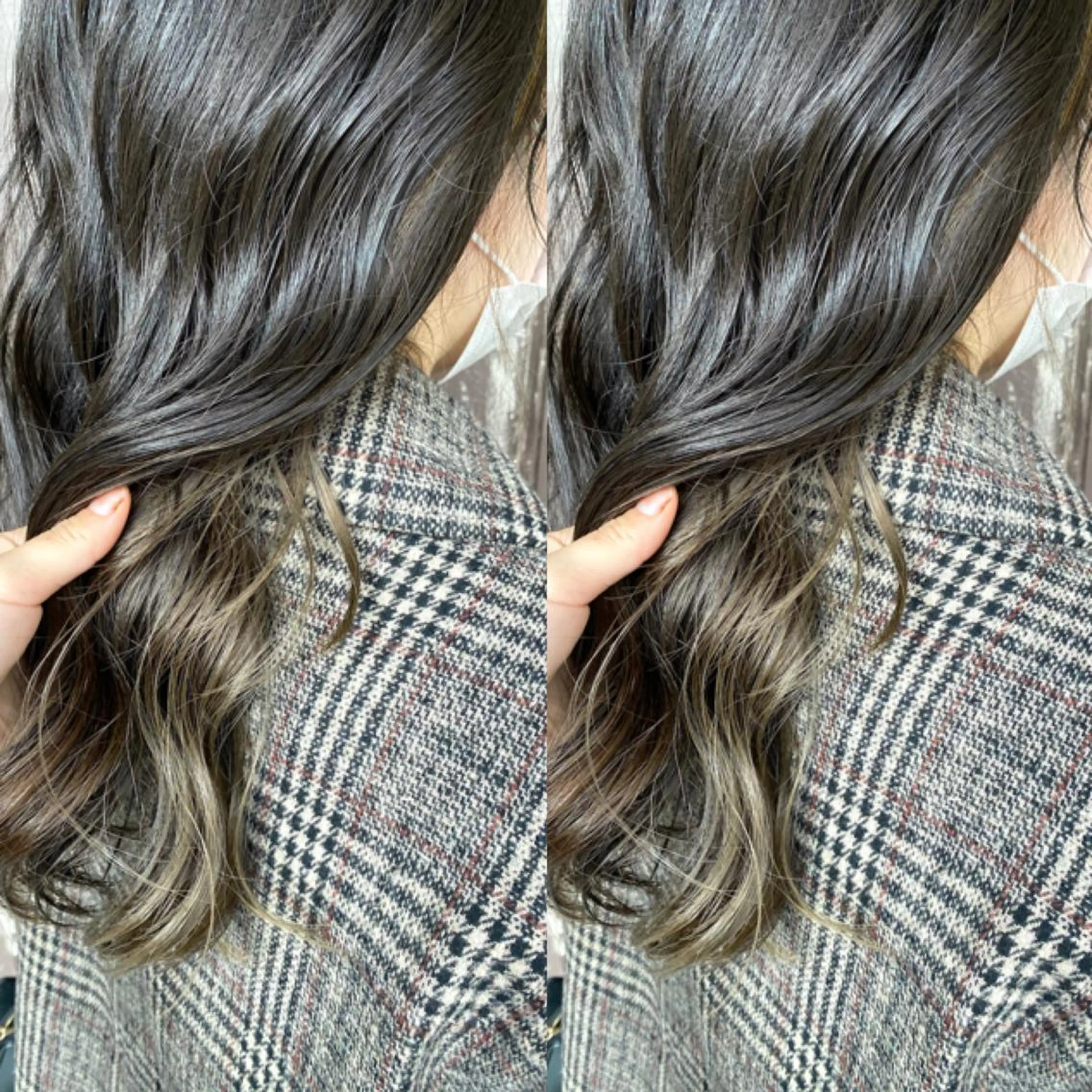 セミロング カラー グレージュ オリーブグレージュ オリーブグレー ヘアカラー 川越 輝梨奈のヘアスタイル