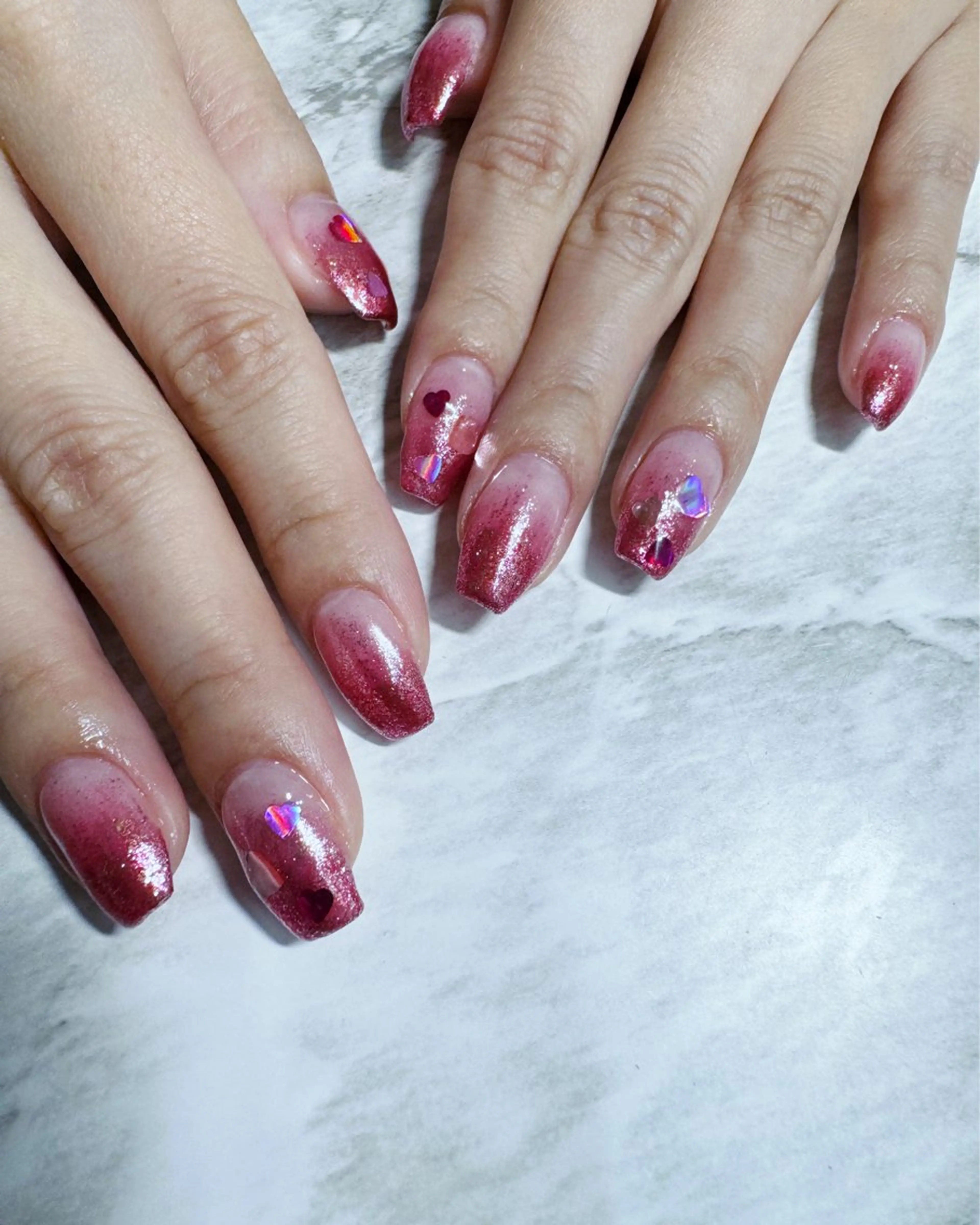 ネイル ハート バレンタイン ハンドネイル フットネイル ハンドケア nail salon  AlgeTy所属・✴︎:.｡. MAKI.｡.:✴︎のネイルデザイン