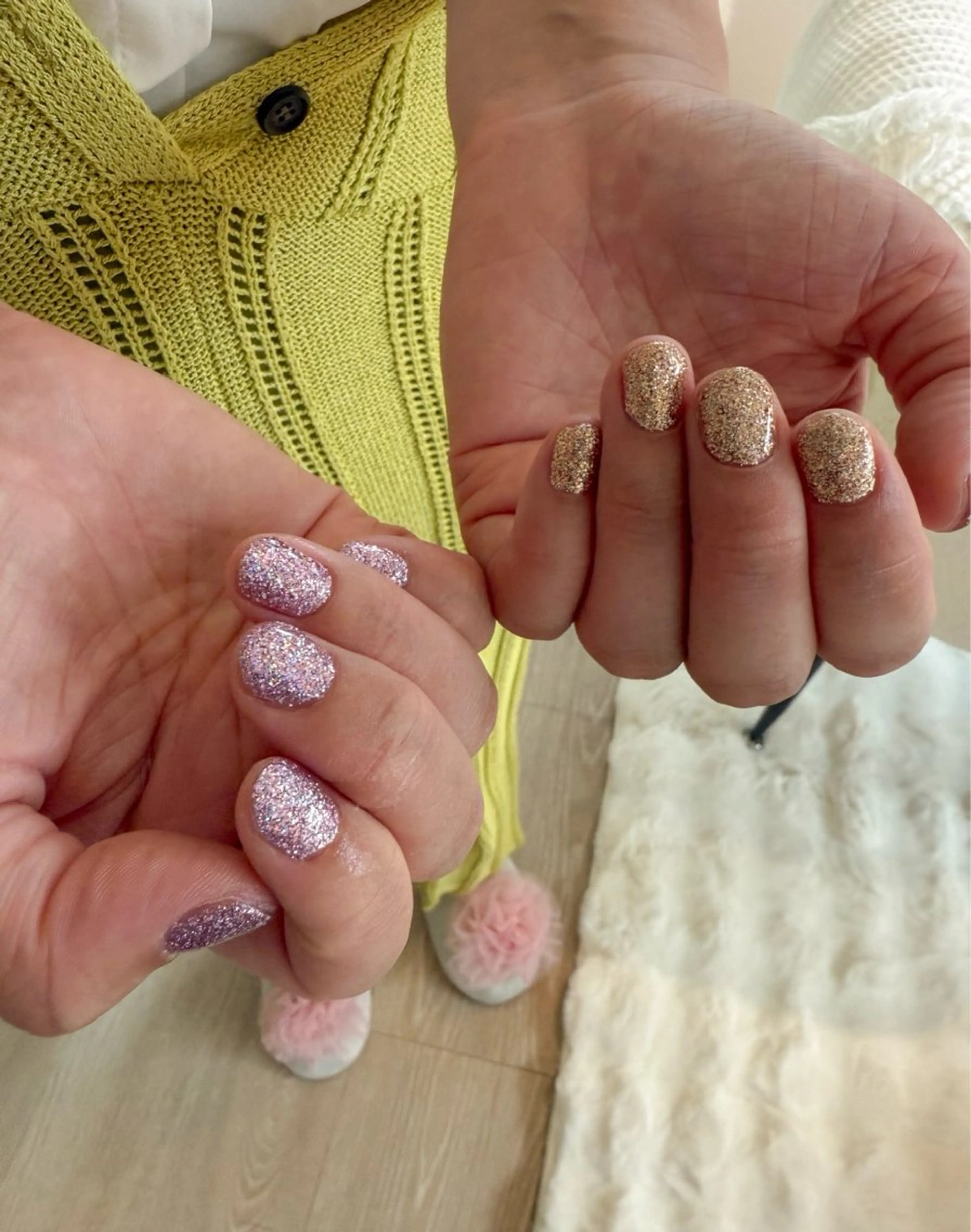 ネイル ゴールド キラキラネイル ラメ(グリッター) ワンカラーネイル ピンク nail salon Estelleのネイルデザイン