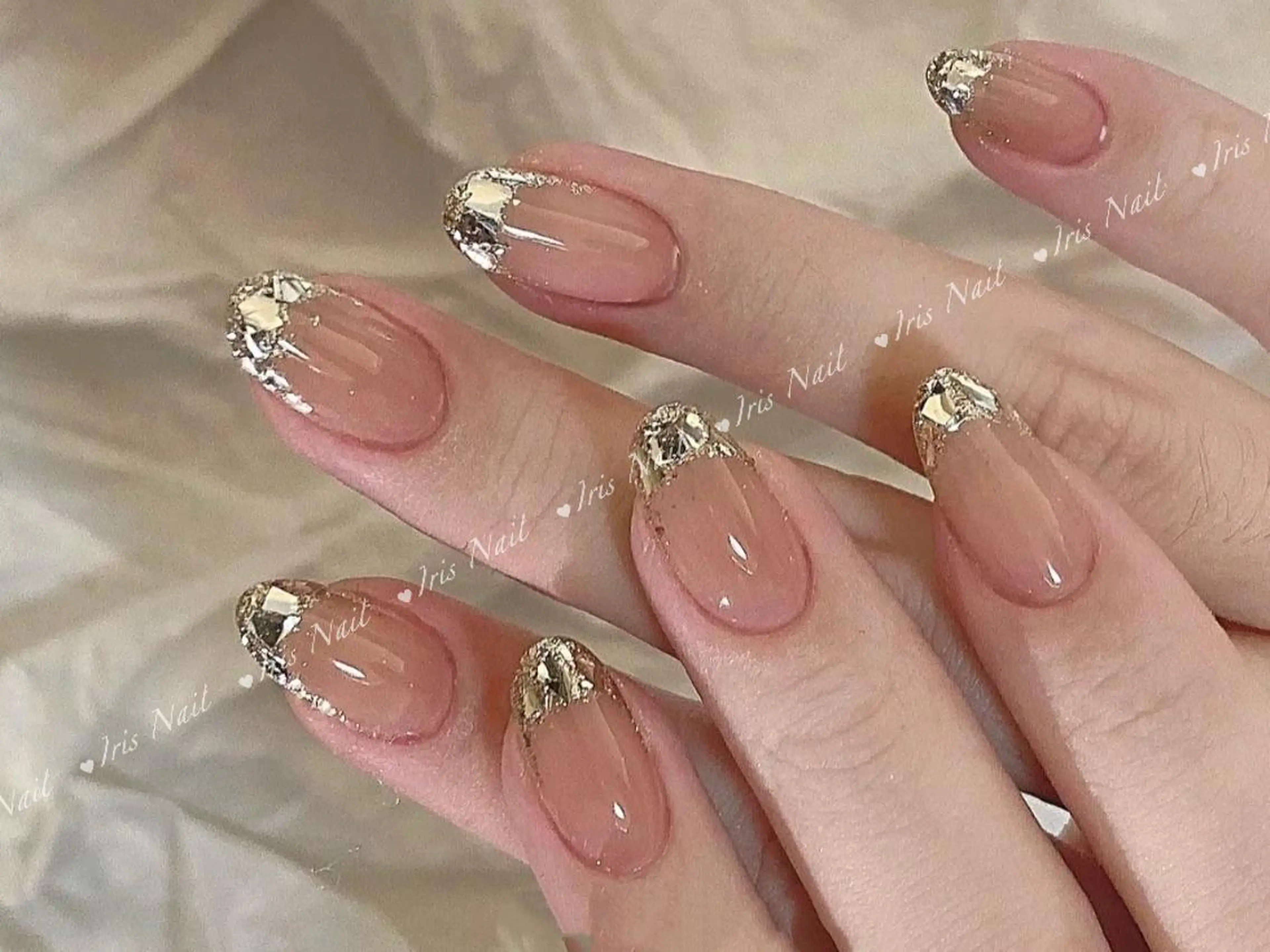 ネイル フレンチネイル ガラスフレンチ キラキラネイル ハンドネイル ハンドケア IRIS NAIL大塚のネイルデザイン