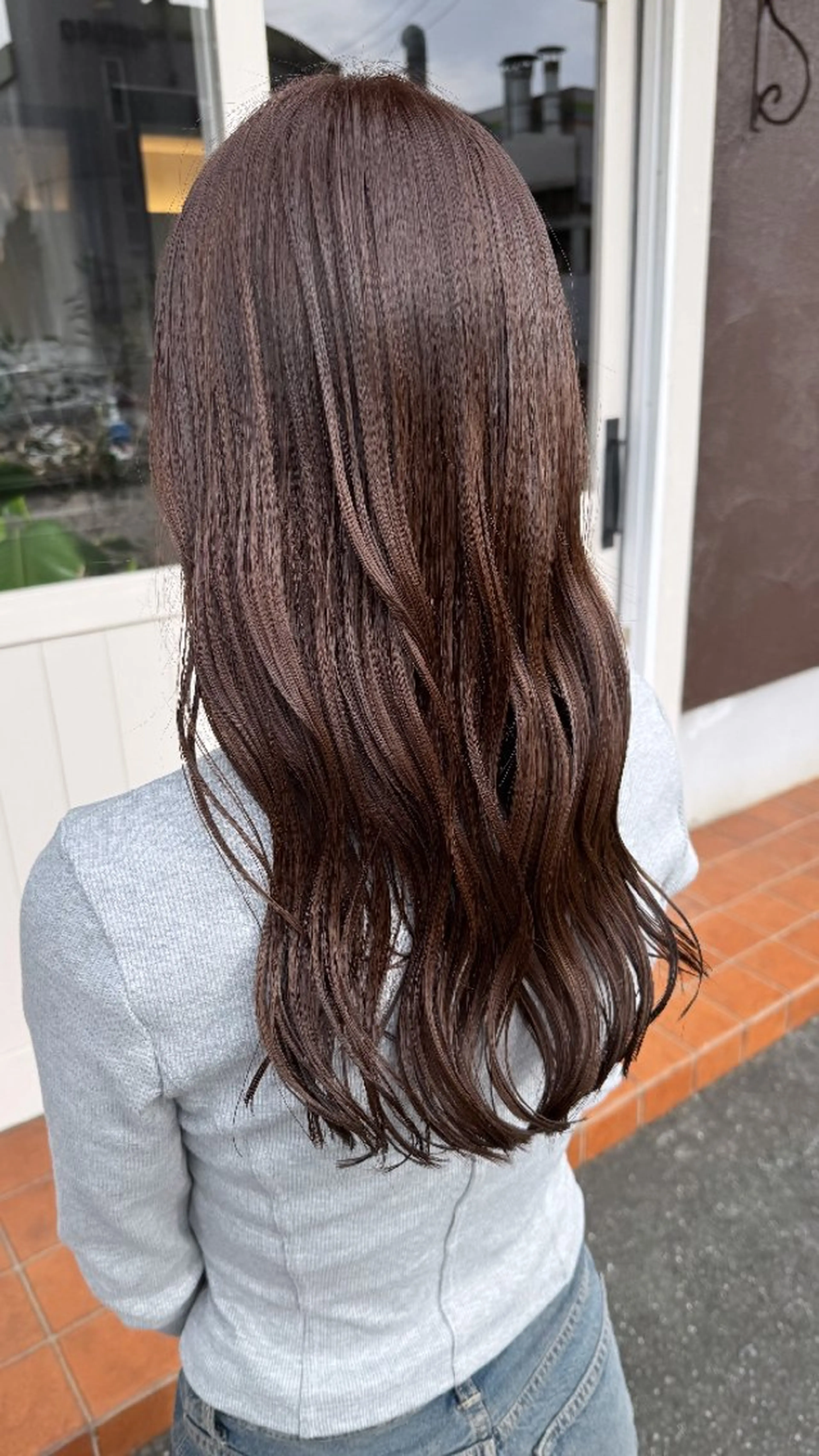 ロング カラー ブリーチ グレージュ ブリーチなしカラー カット ヘアカラー Lien所属・Lien  鈴木のヘアスタイル