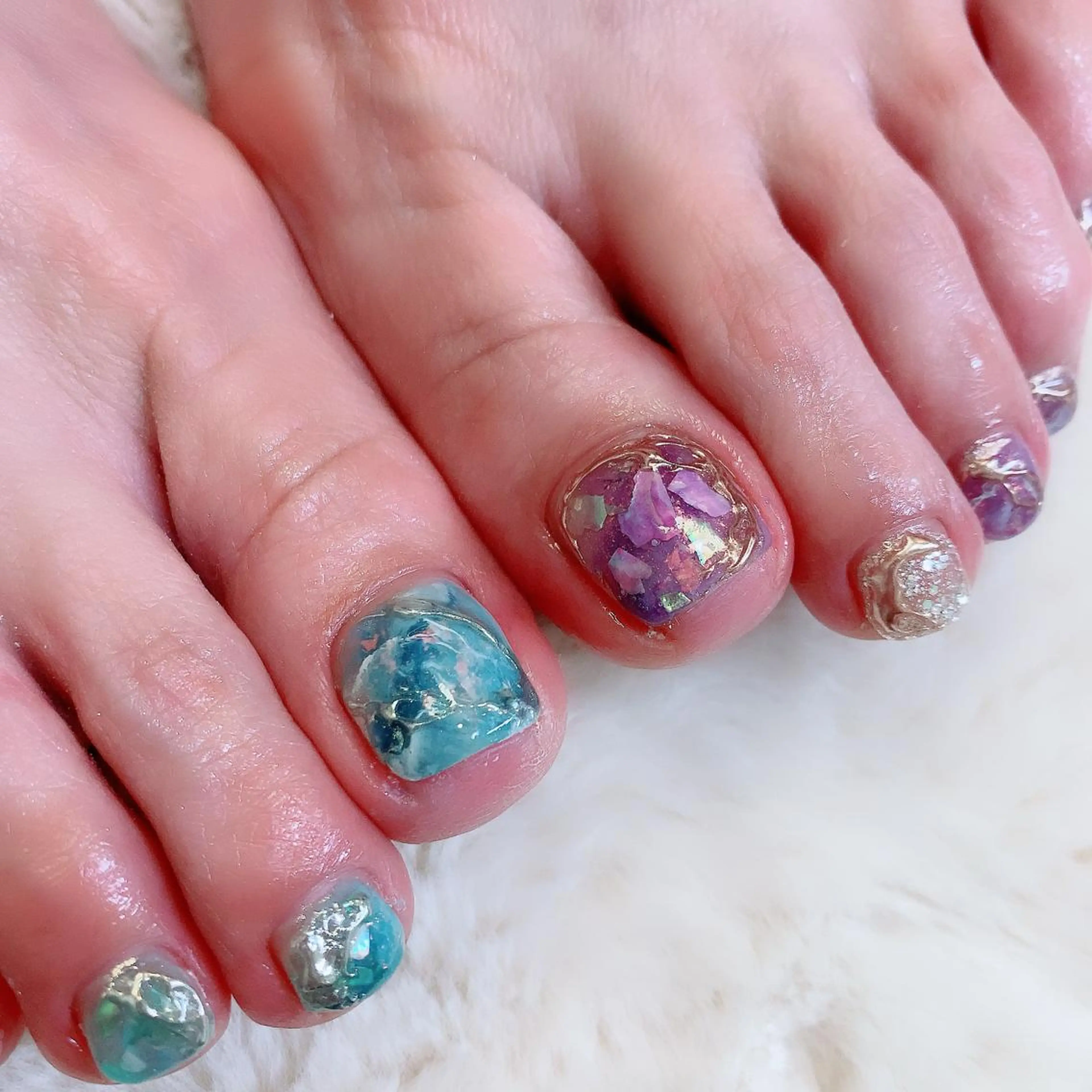 ネイル フットネイル 大理石ネイル(マーブル) YAS 青柳 安代のネイルデザイン