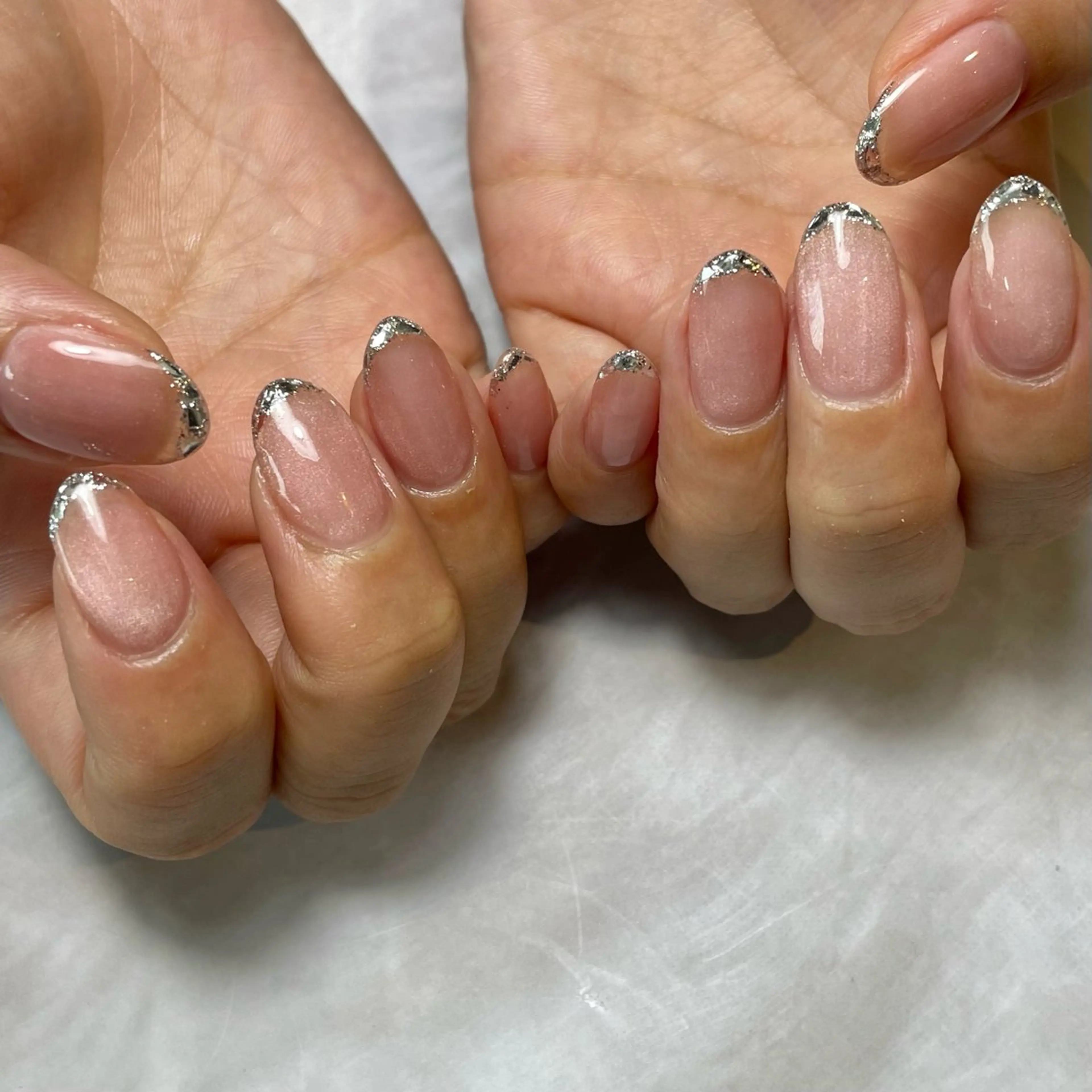 ネイル フレンチネイル ガラスフレンチ マグネットネイル Reflection marikoのネイルデザイン