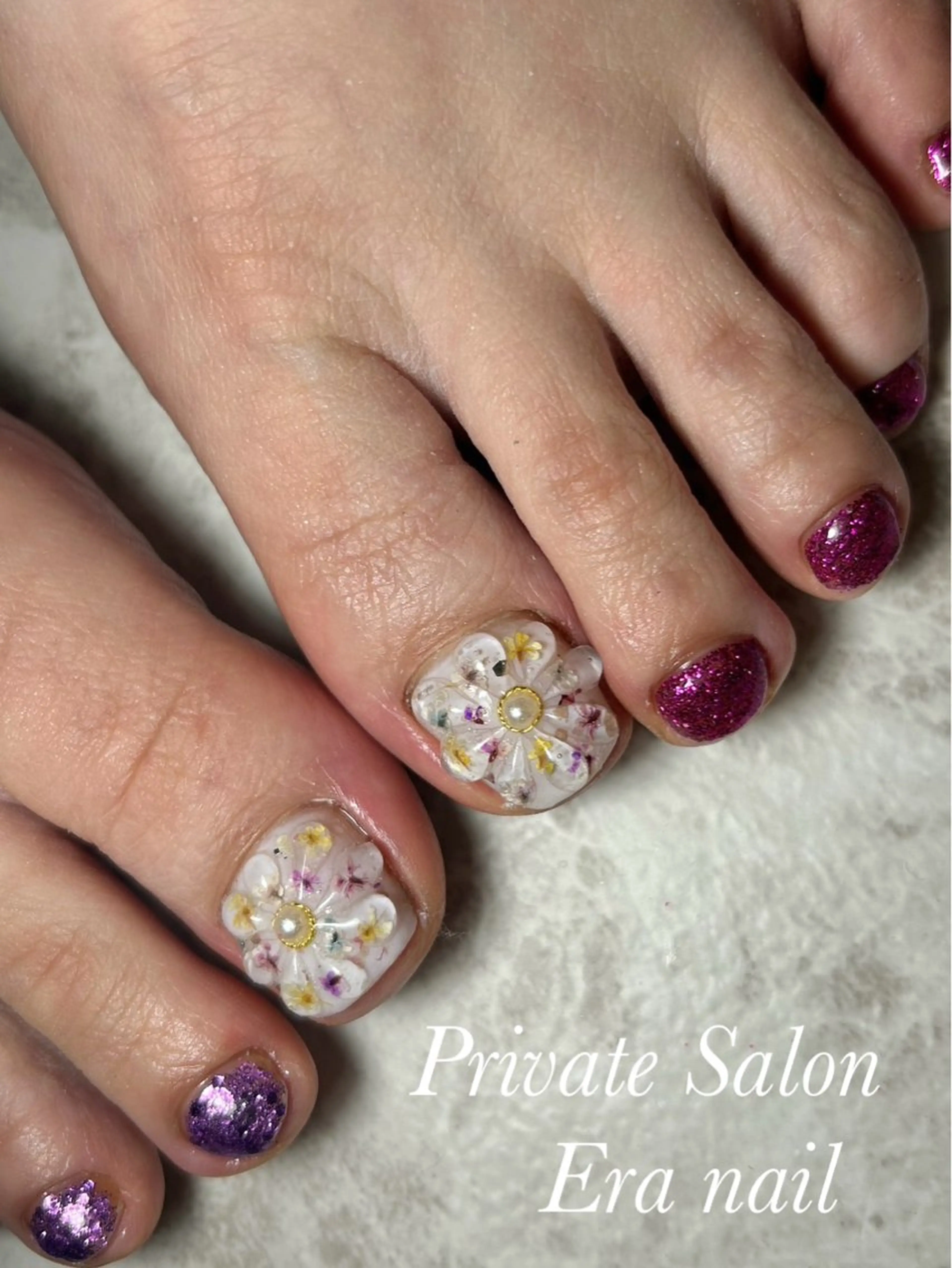 ネイル フラワーネイル フットネイル フットネイル Era nailのネイルデザイン