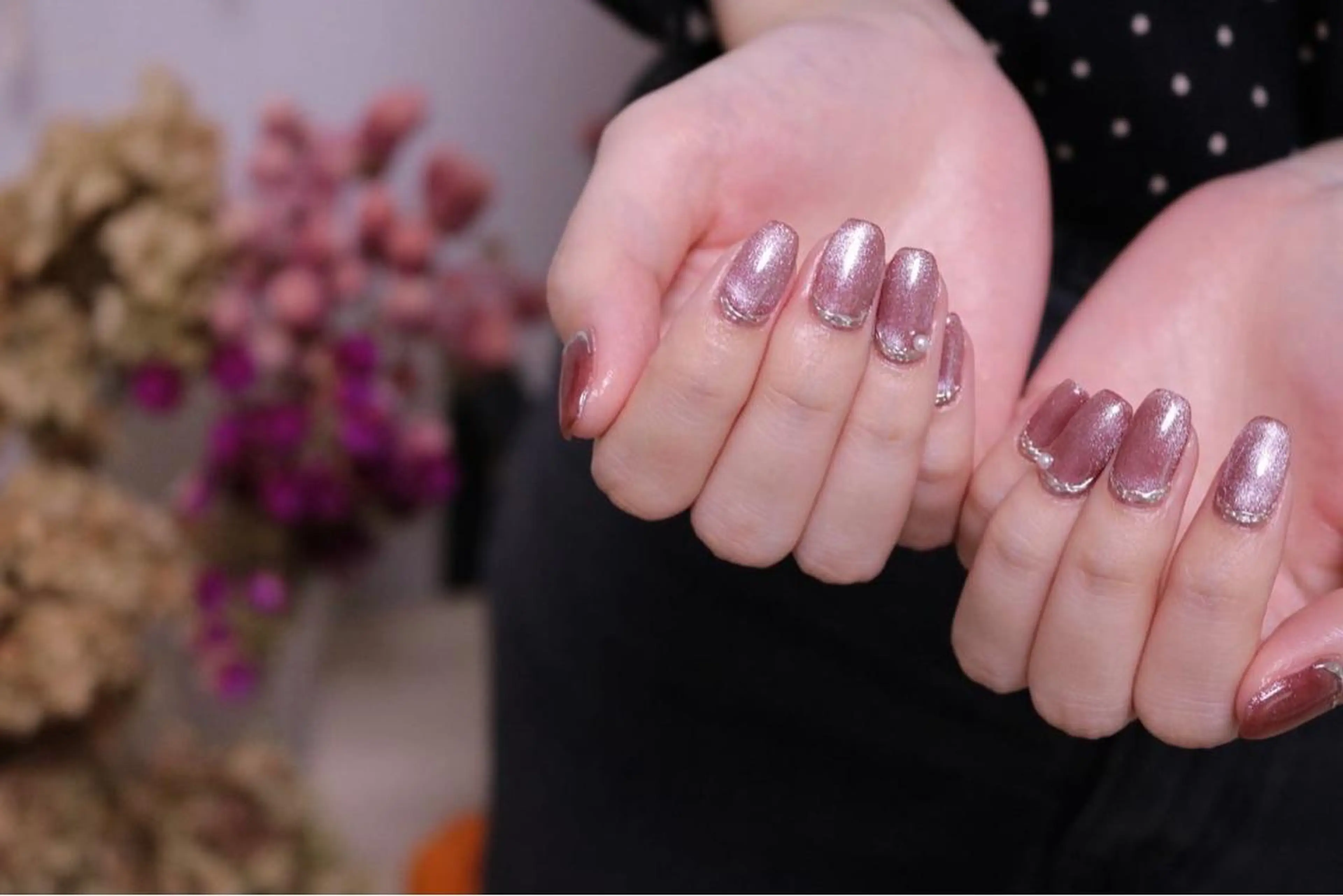 ネイル オーロラネイル カジュアル 長さ出し ジェルネイル 韓国ネイル ハンドネイル MH Nailのネイルデザイン