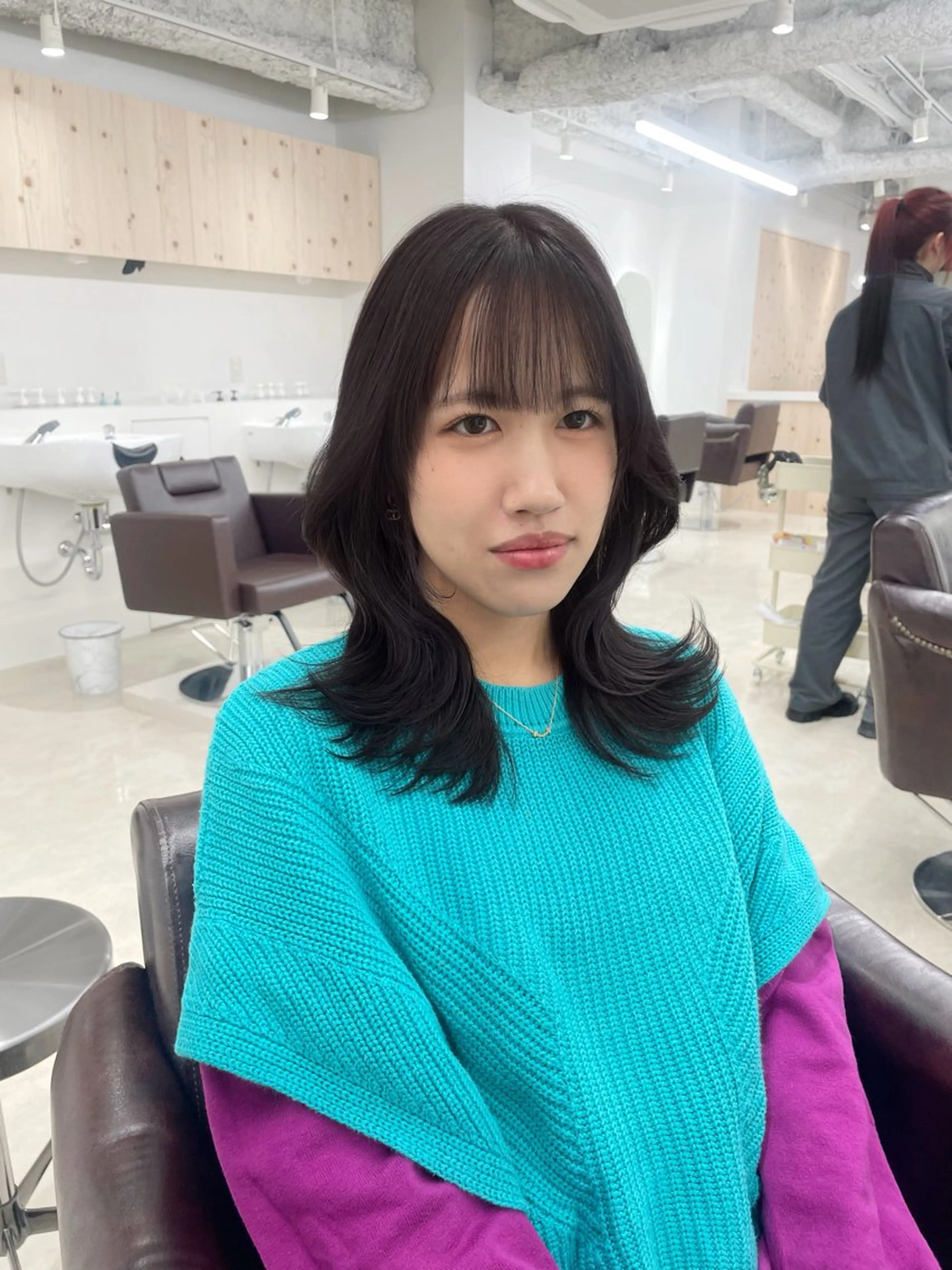 セミロング カラー カット ヘアカラー トリートメント ヘアセット 新宿/韓国ヘア/ 髪質改善ストレートのヘアスタイル