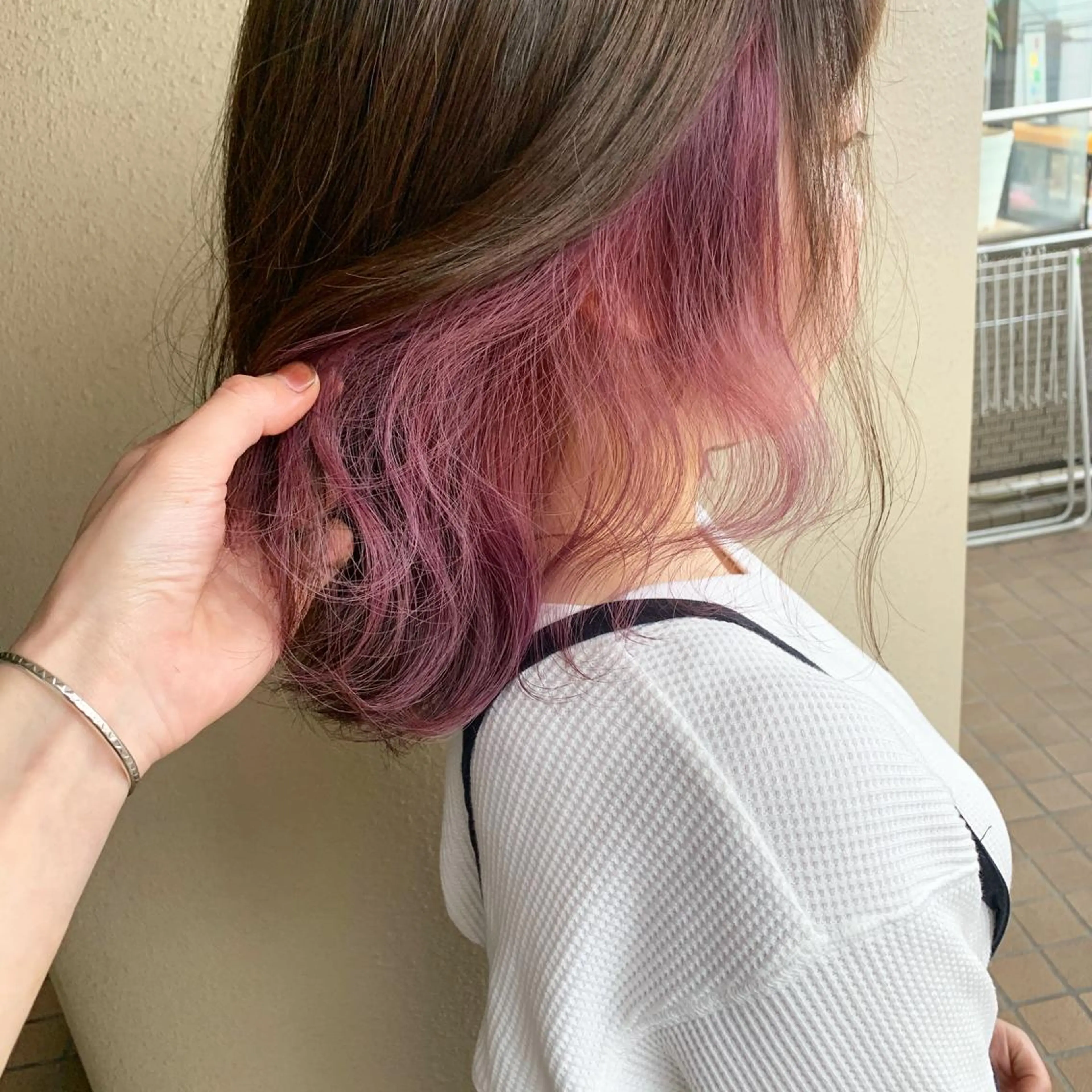 カラー インナーカラー ピンクカラー 本町/新町/心斎橋 透明感カラーSANCのヘアスタイル