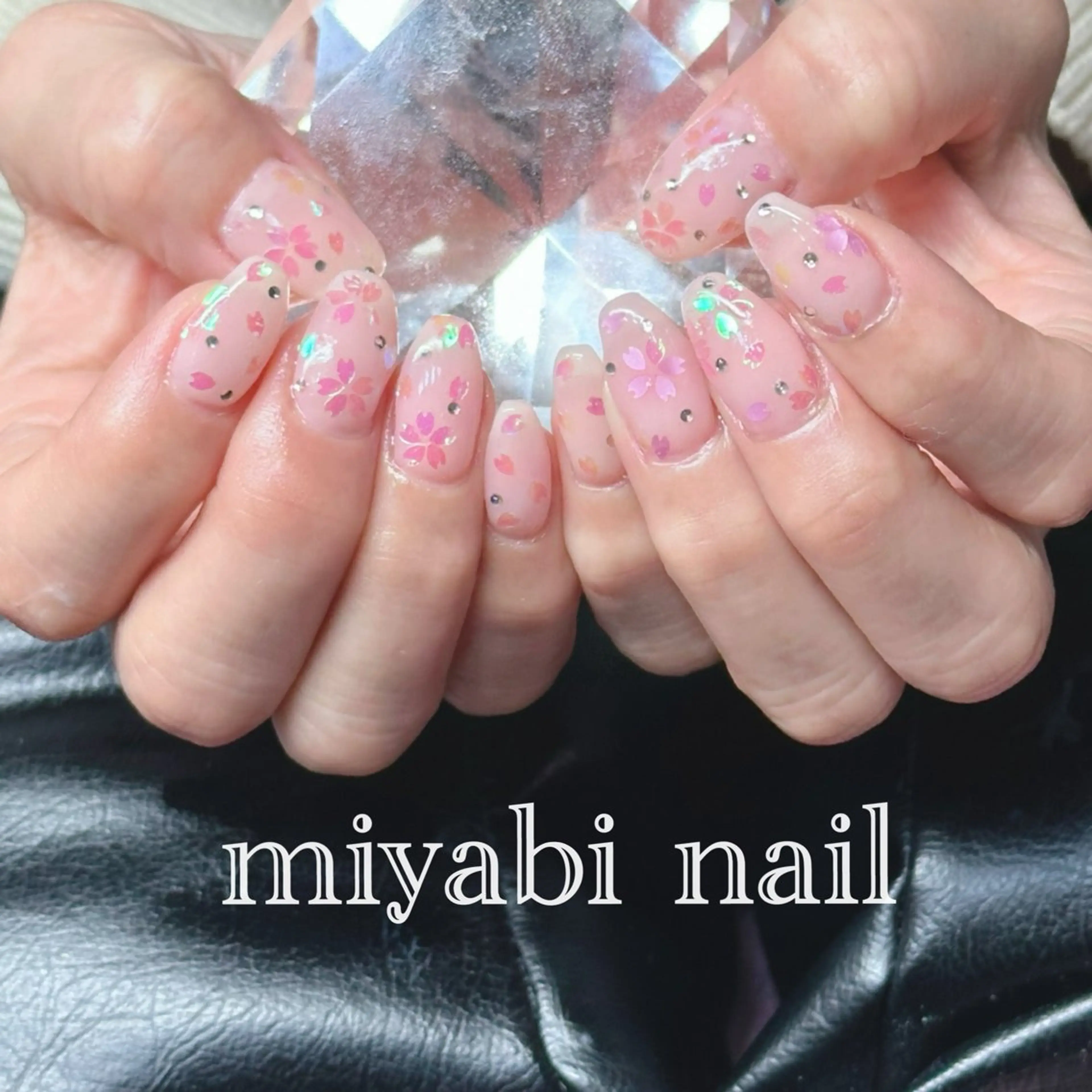 ネイル アートネイル オーロラネイル 桜ネイル ジェルネイル 持ち込み ハンドネイル miyabi nail 桂川駅近くのネイルデザイン