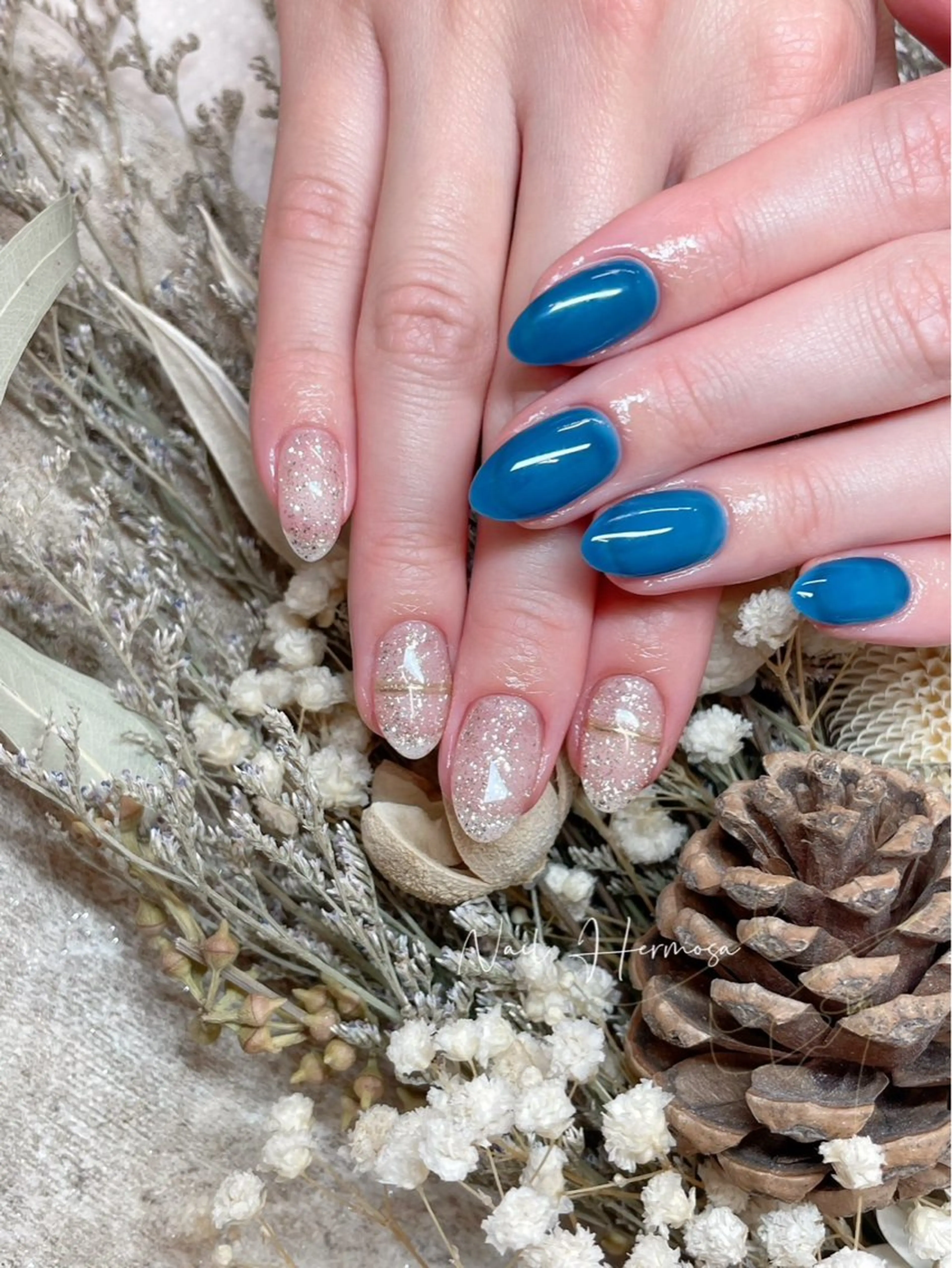 ネイル 長さ出し フラッシュネイル フットネイル ジェルネイル マグネットネイル ハンドネイル エルモサ YURIKAのネイルデザイン