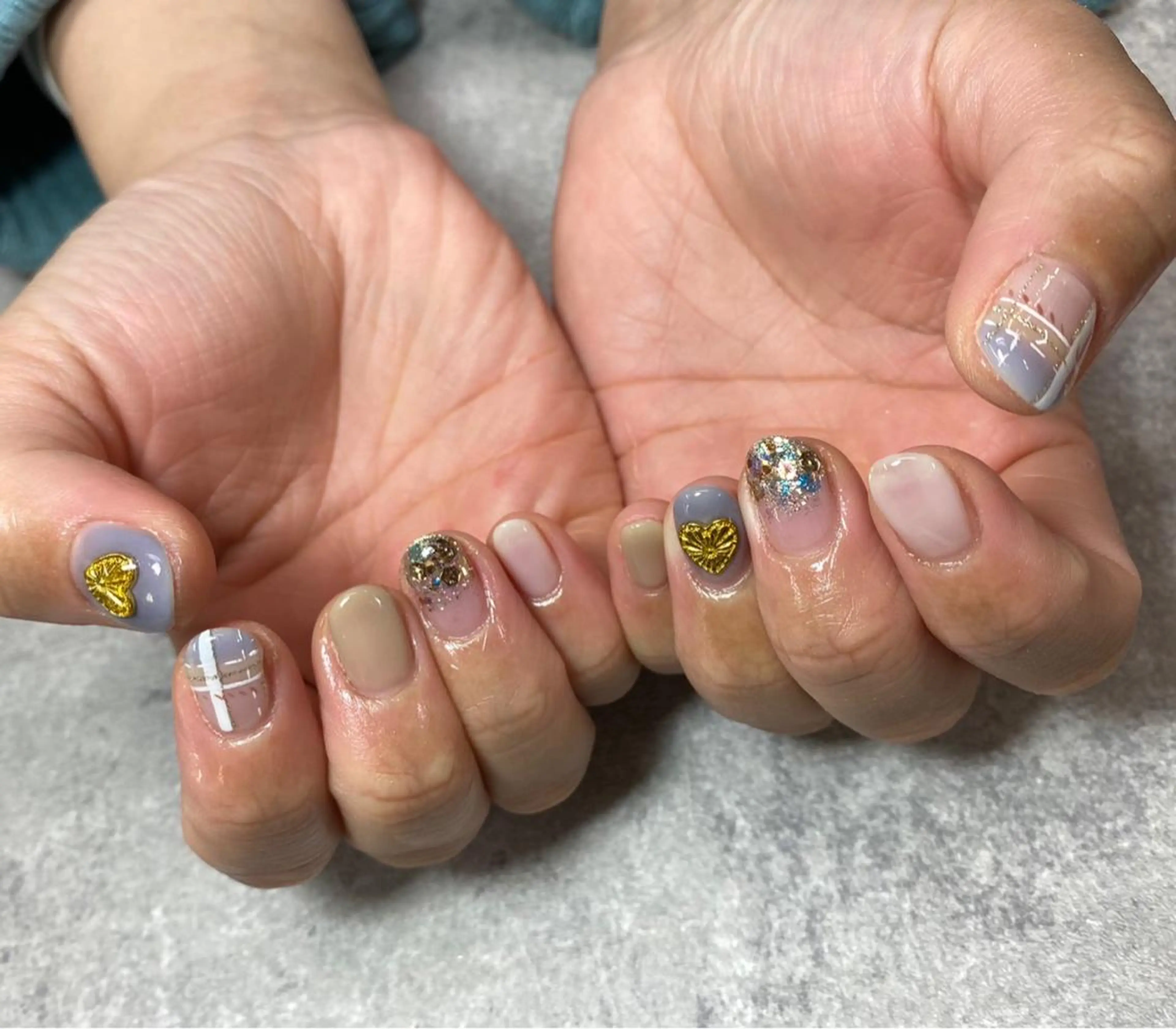 ネイル ハート ラメ(グリッター) ハンドネイル ハンドケア FASTNAIL PLUS 新宿店のネイルデザイン