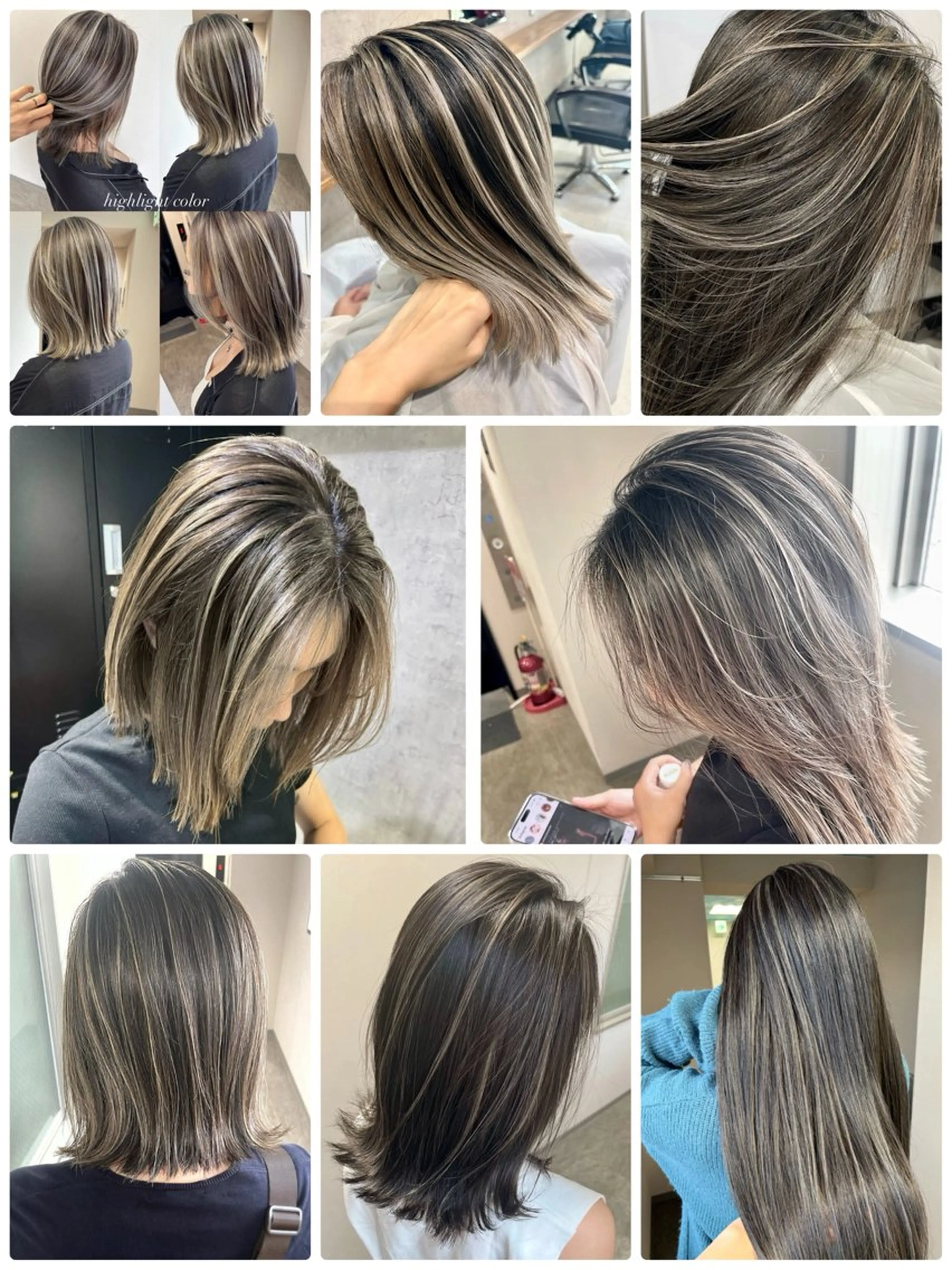 ミディアム カラー ハイライトカラー ハイライト ヘアカラー 松井那津子 /ハイライトブリーチのヘアスタイル