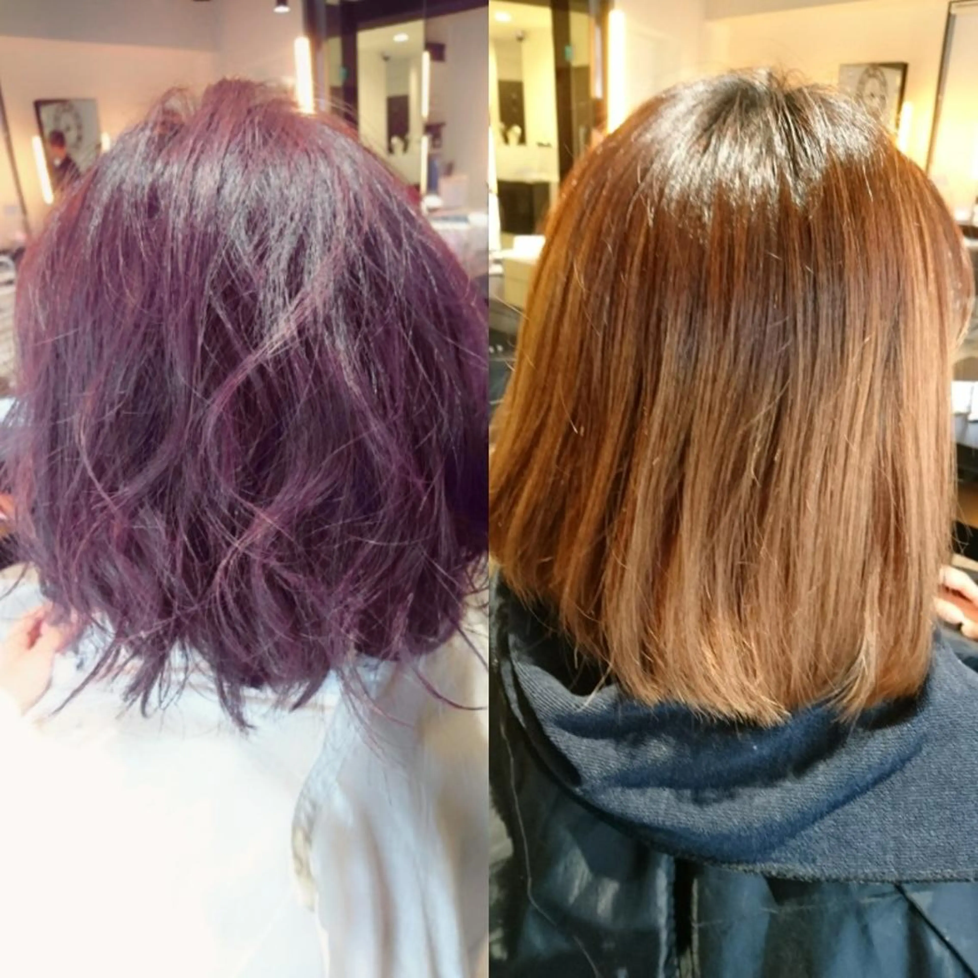 ミディアム カラー ブリーチ ピンクカラー バイオレットカラー 永島 さとみのマツエク・マツパデザイン