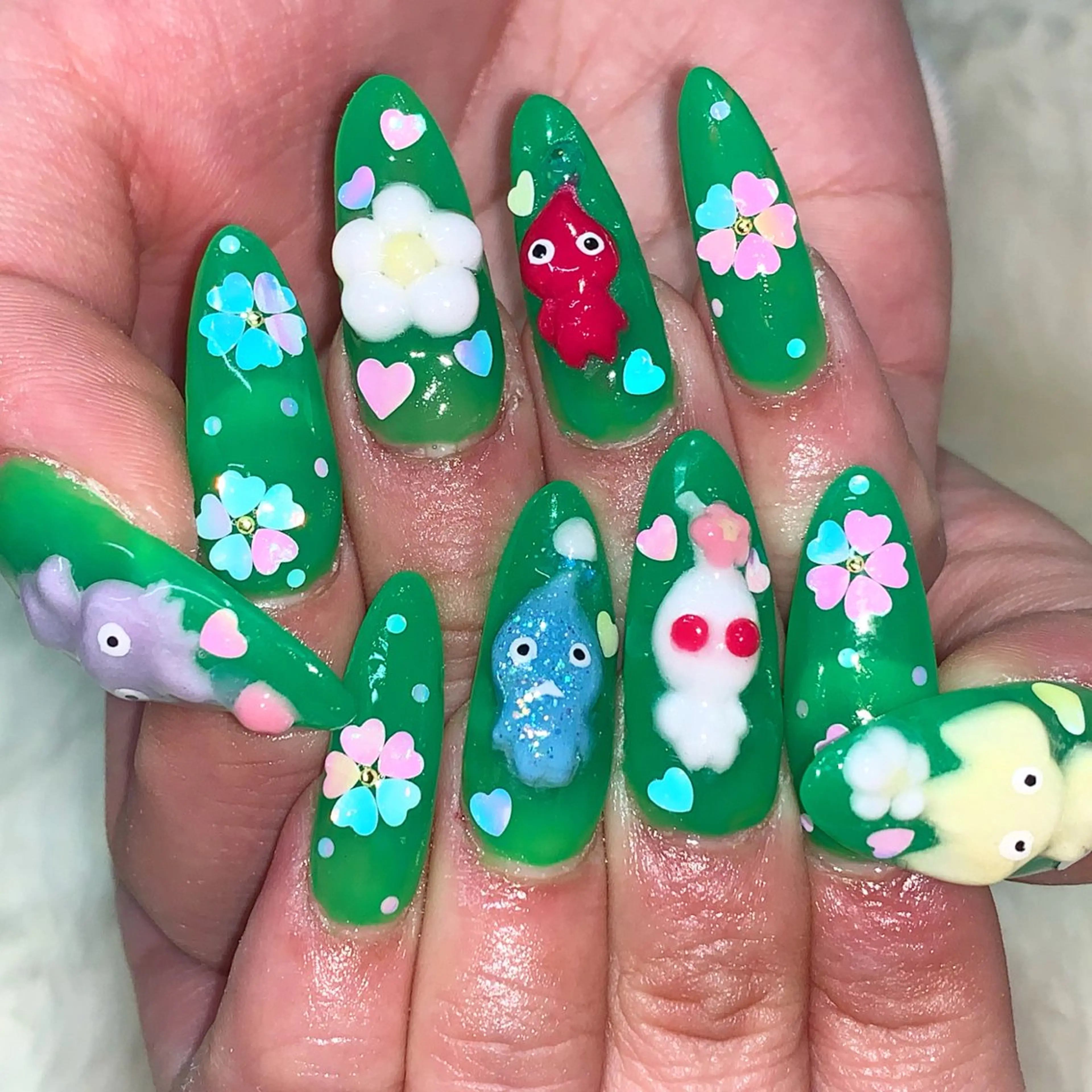 ネイル ハンドネイル NES NAIL所属・さゆり￤推しキャラ ￤ロングネイル🩷のネイルデザイン