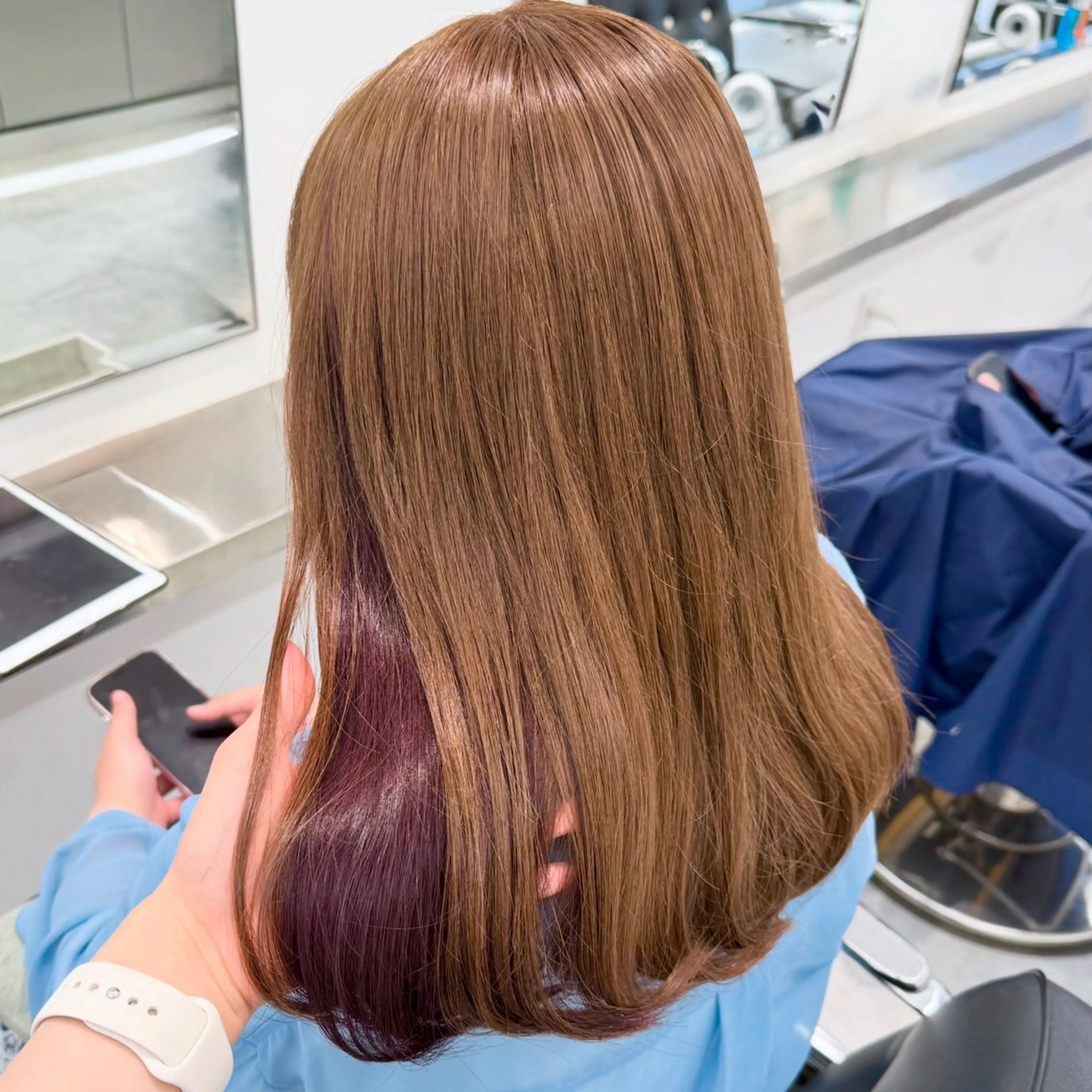 セミロング カラー ヘアカラー ParveMix￤ 大賀さつき🍨🤍のヘアスタイル