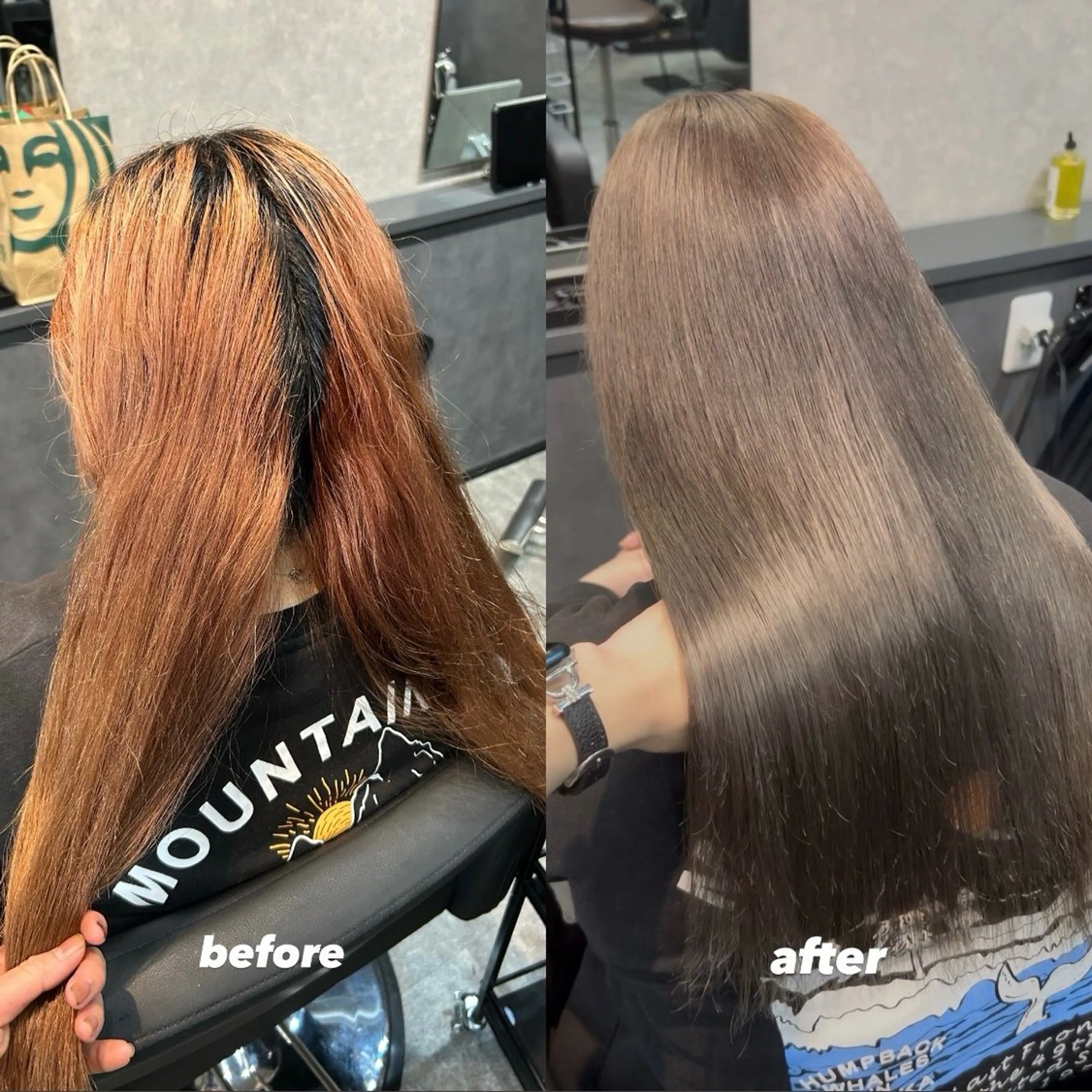 ロング カラー グレージュ ヘアカラー トリートメント miharu‪‪/ ハイトーン/複雑履歴のヘアスタイル