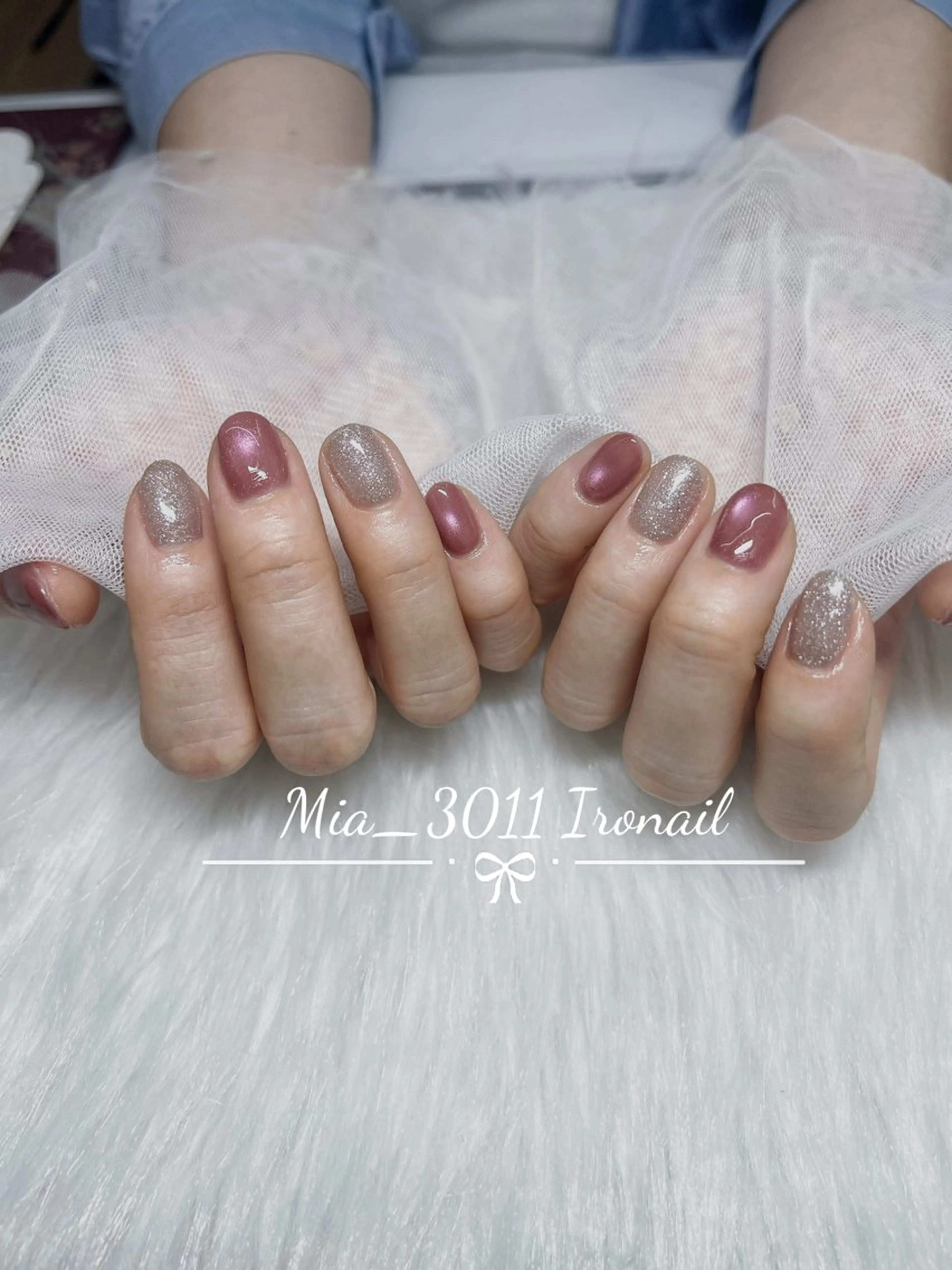 ネイル チークネイル フレンチネイル グラデーション 韓国ネイル マグネットネイル IRO NAIL MiAのネイルデザイン