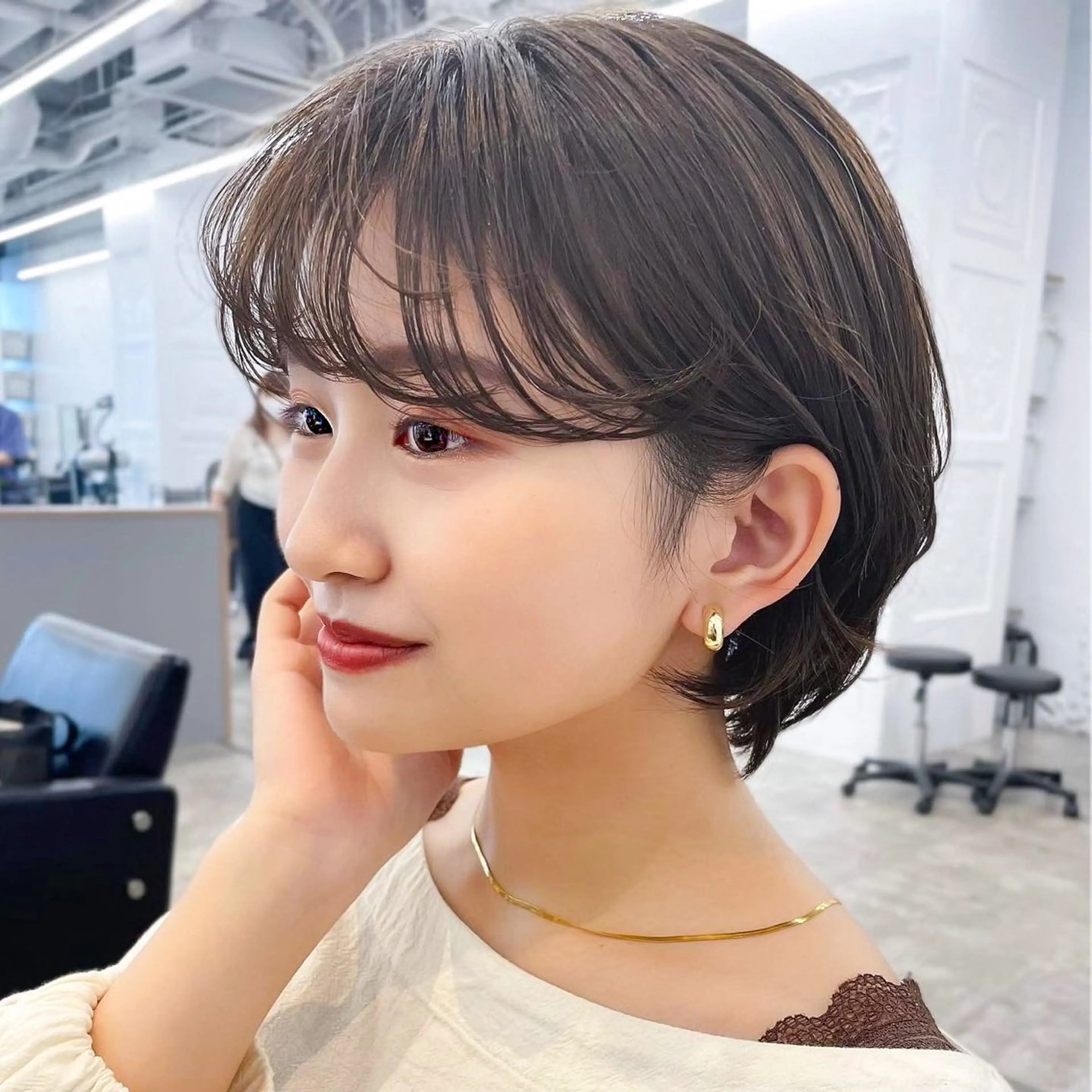 ショート パーマ ショートヘア カット ヘアカラー レイヤー/ショート透 明感カラー/西田祐賀のヘアスタイル