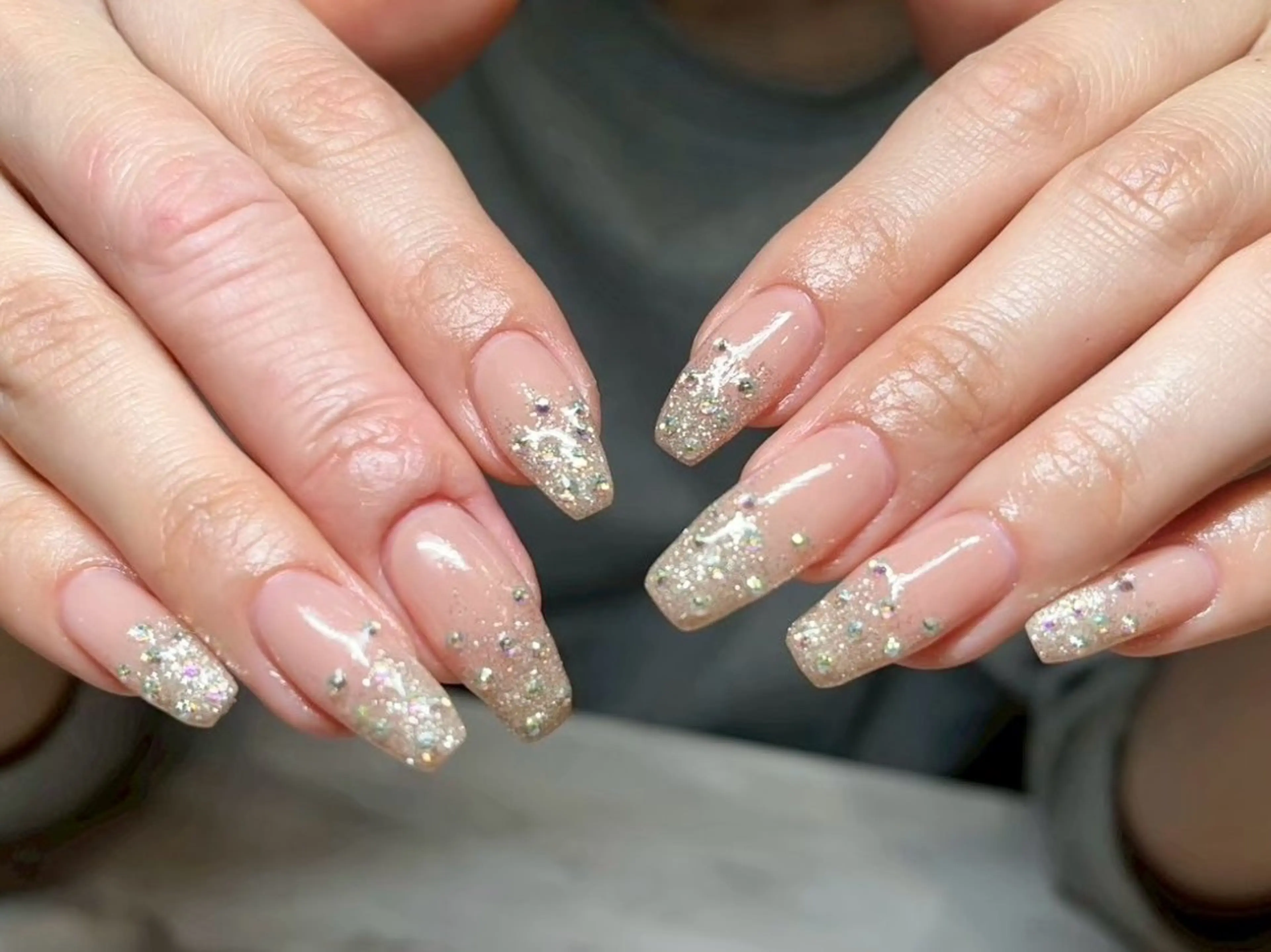 ネイル ラメ(グリッター) ストーンネイル Ayano ♡のネイルデザイン