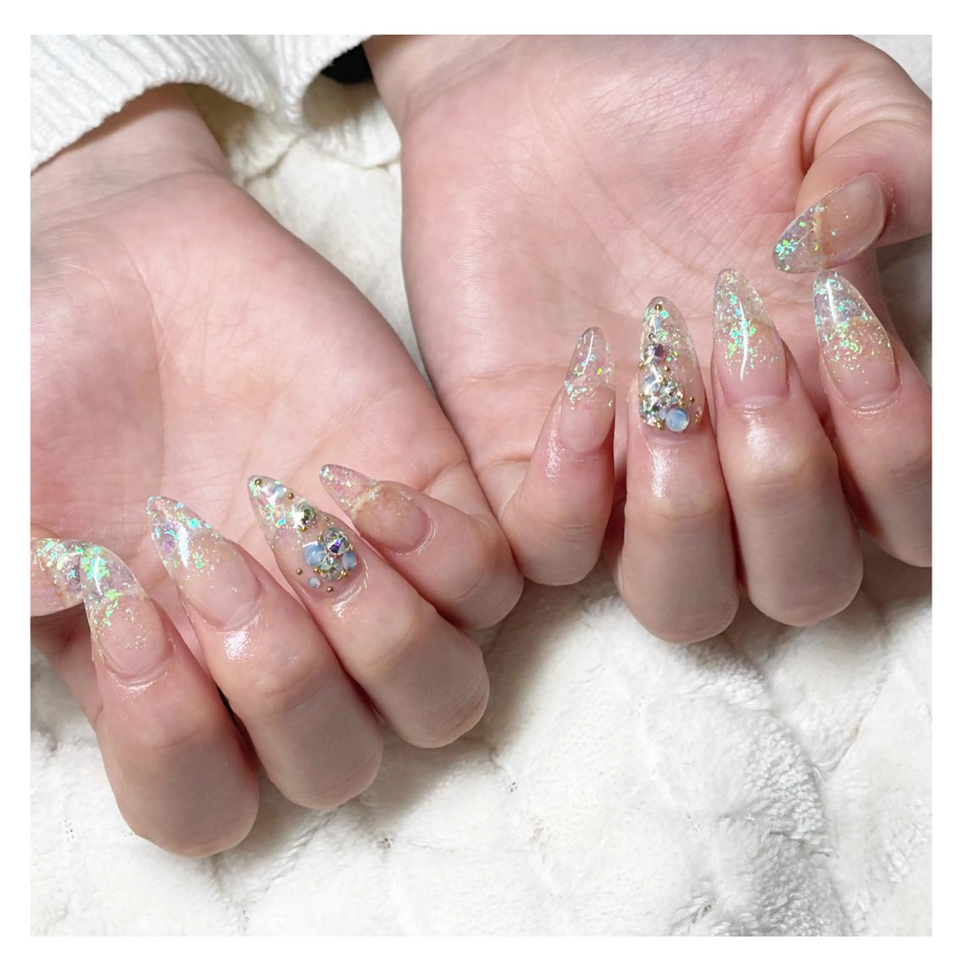 ネイル アートネイル クリアネイル グラデーション キラキラネイル スカルプネイル ハンドネイル LaLa Peach 福岡のマツエク・マツパデザイン