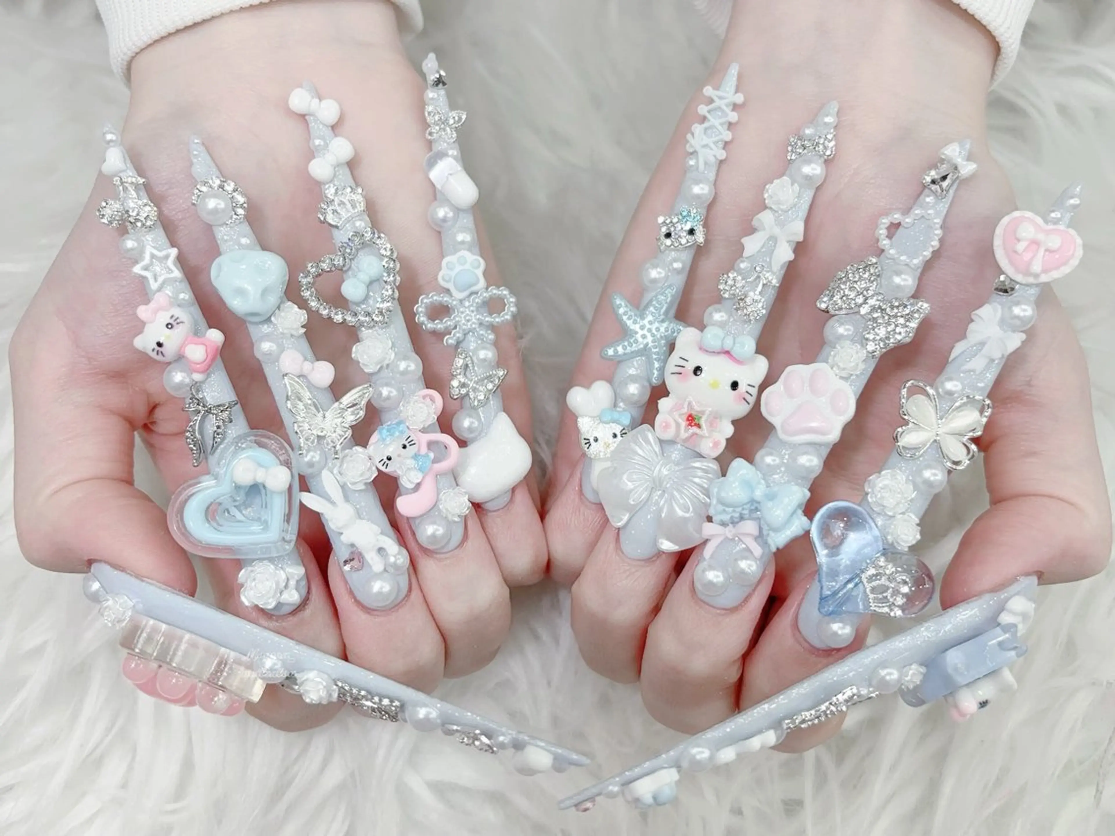 ネイル 成人式 マグネットネイル 大理石ネイル(マーブル) リボン 夏ネイル ハンドネイル MoMoA Nail ネイル長さ出し専門店のネイルデザイン