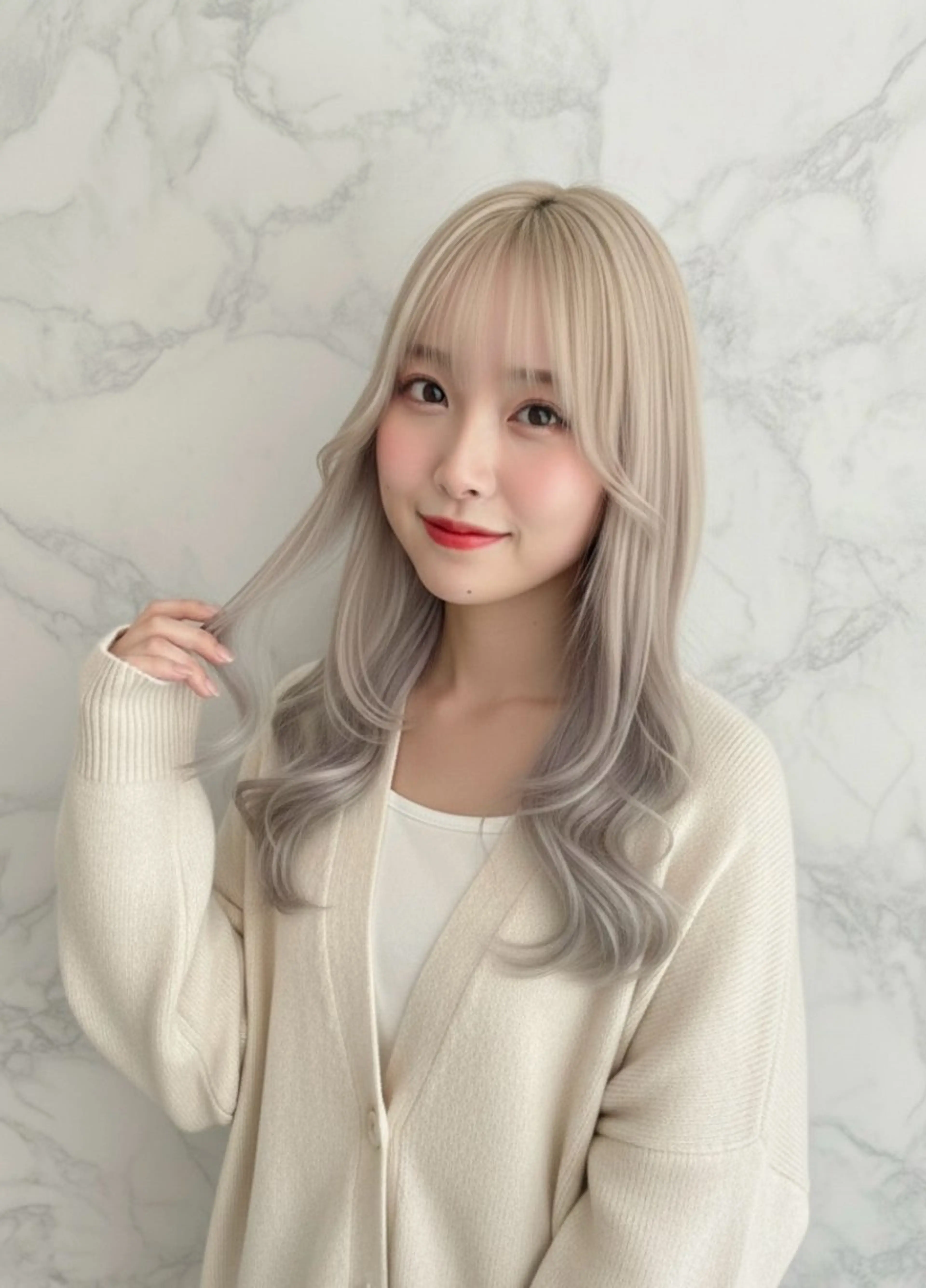 セミロング カラー ヘアカラー トリートメント 🍒しの🍒 ハイトーン/カットのヘアスタイル