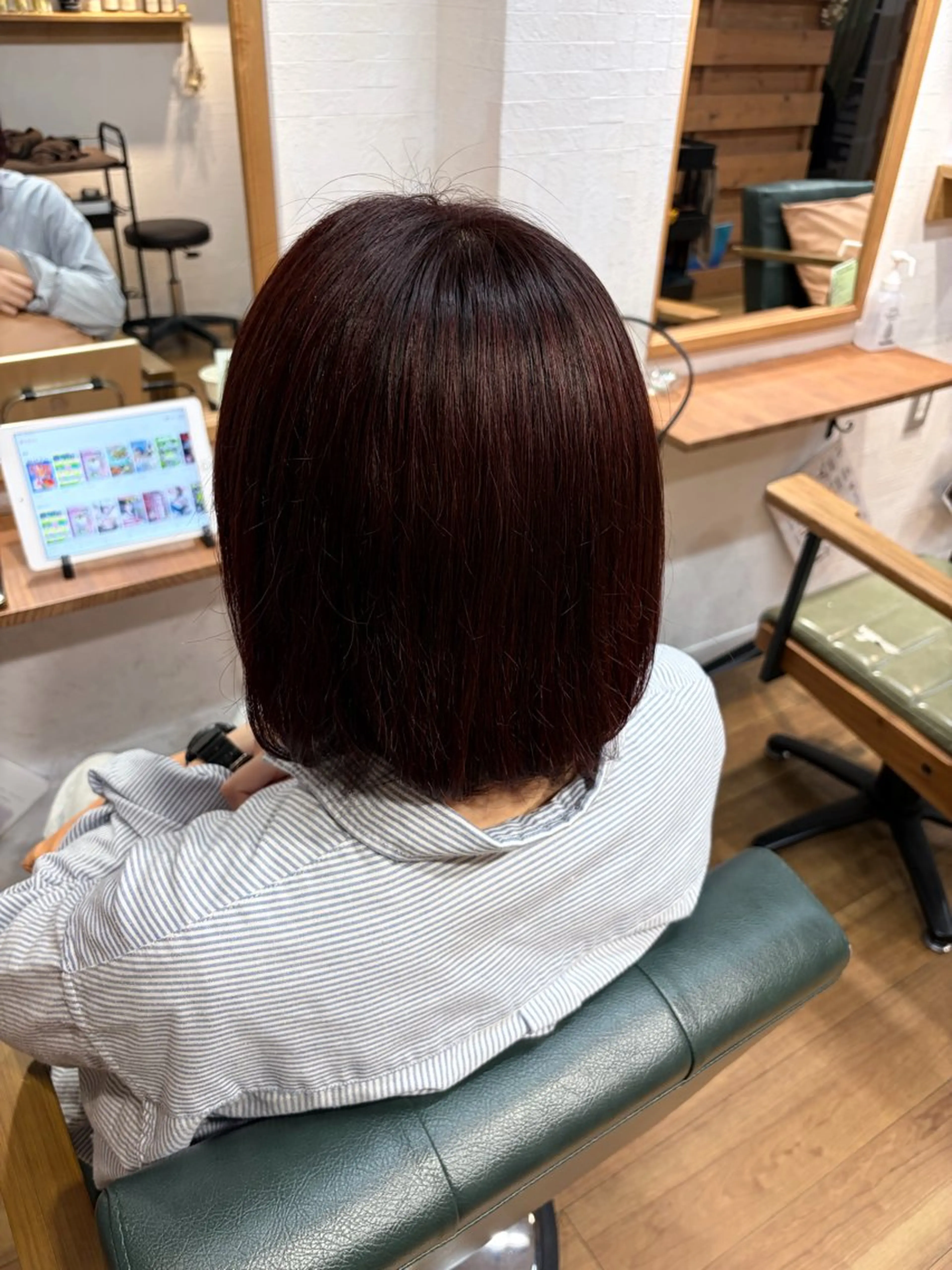ミディアム カラー ボブ ヘアカラー 縮毛矯正 レイヤー暖色カラー /gima🌱のヘアスタイル