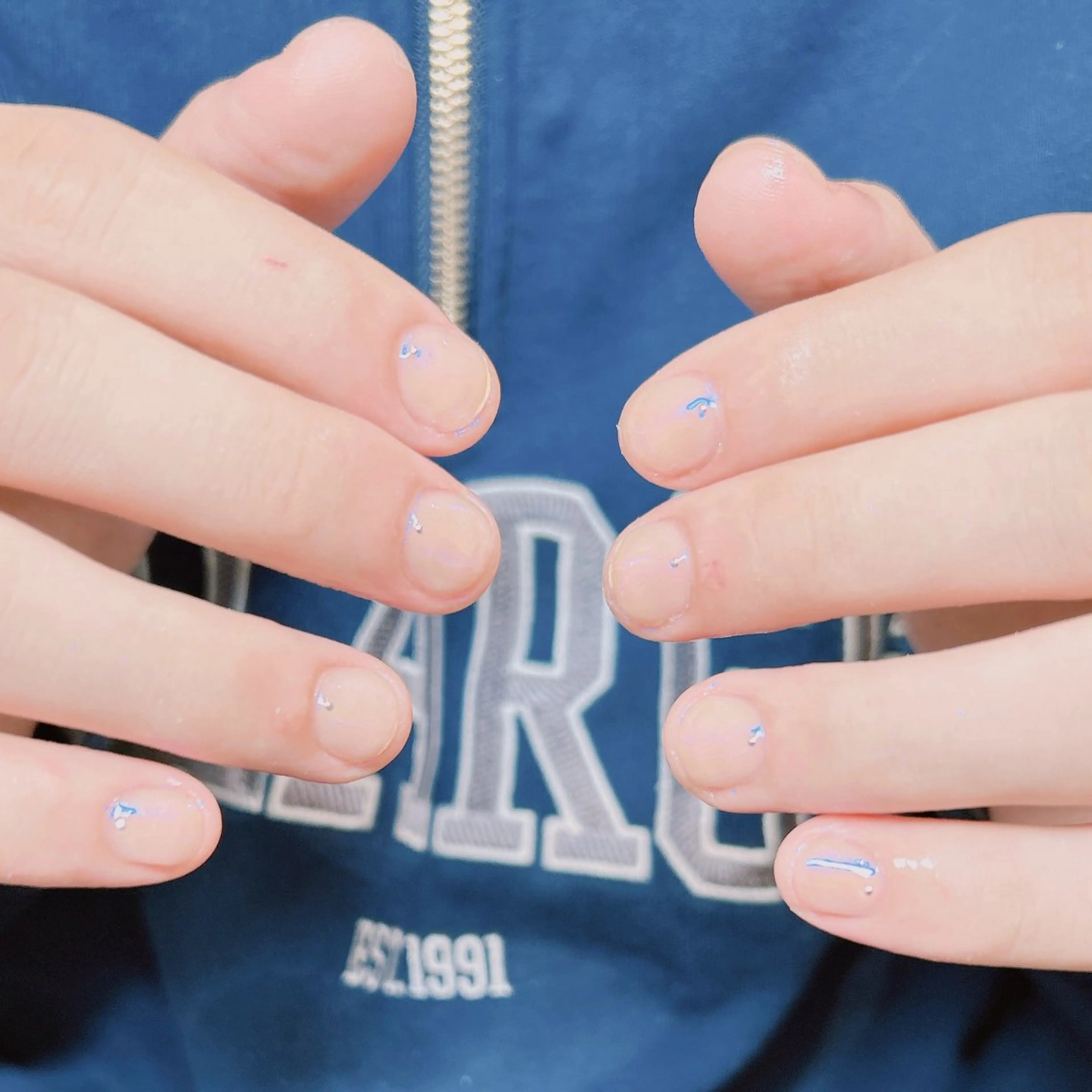 ネイル ブルー メンズネイル ミラーネイル junna のぞいてねのネイルデザイン