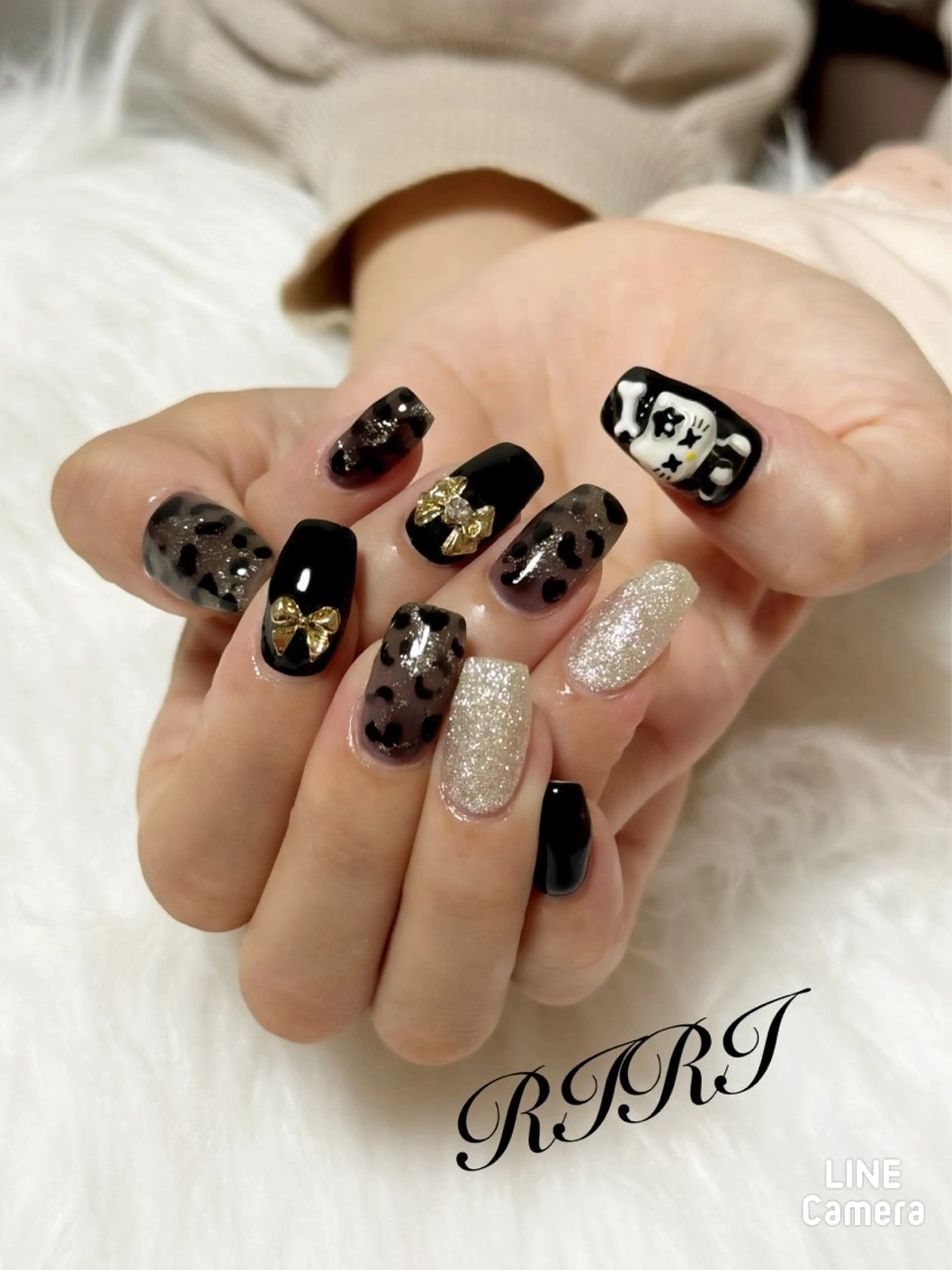 ネイル アニマル柄 ジェルネイル ショートネイル 冬ネイル riri オーナーのネイルデザイン