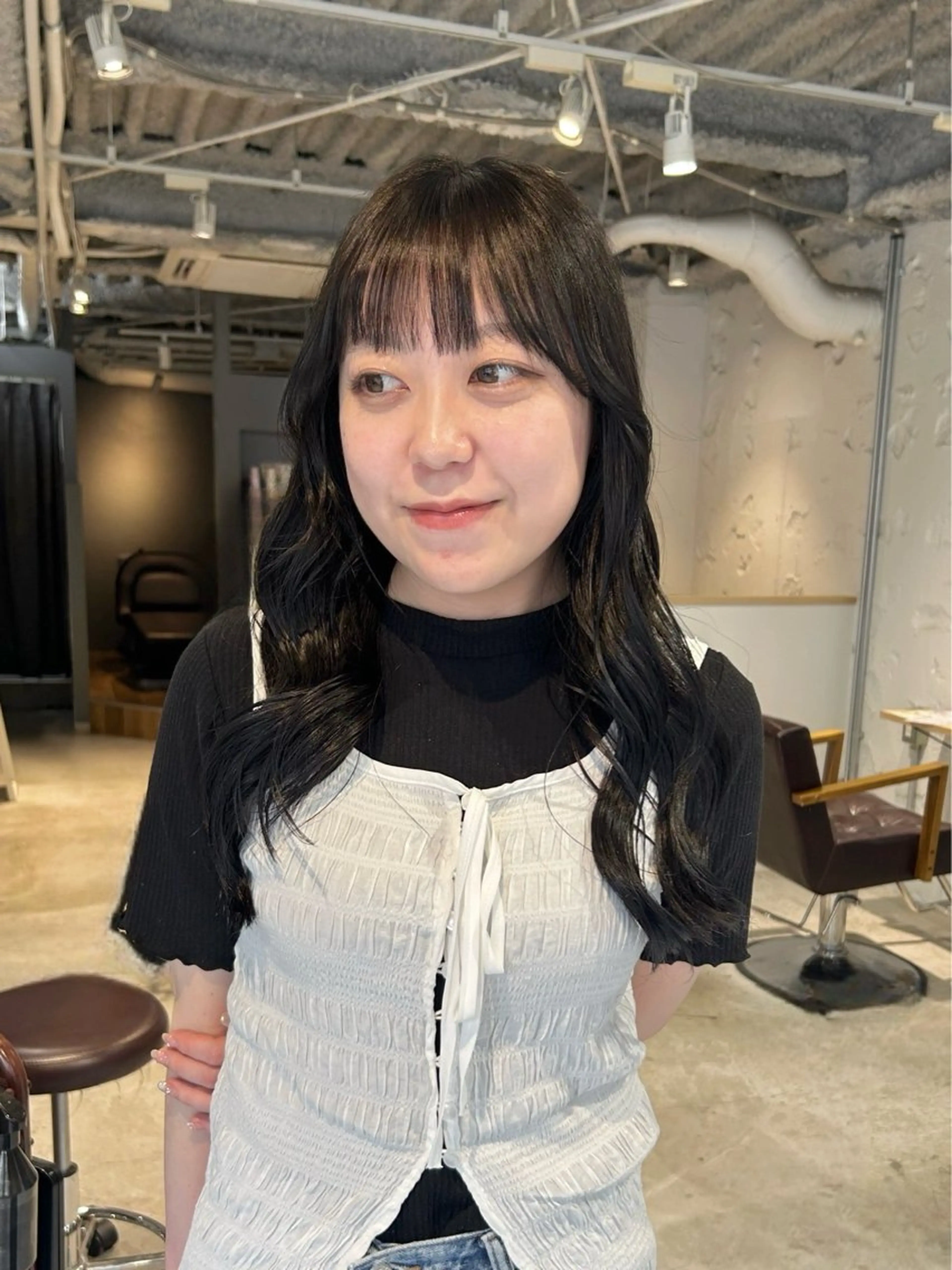 セミロング カラー 透明感ベージュ🤎 大久保 那奈のヘアスタイル