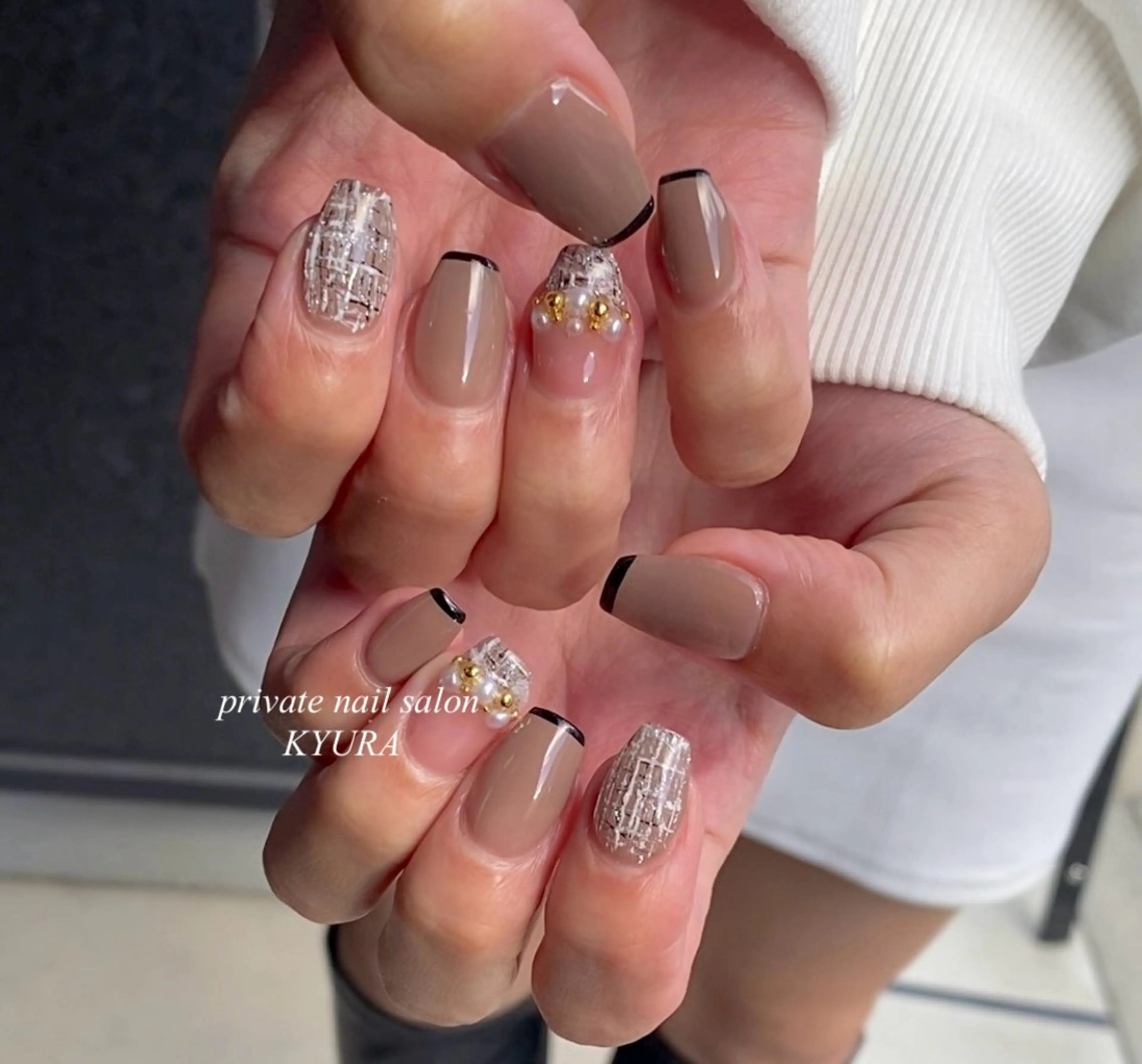 ネイル ツイードネイル 大東市ネイルサロン 【KYURA】ｷｭﾗのネイルデザイン