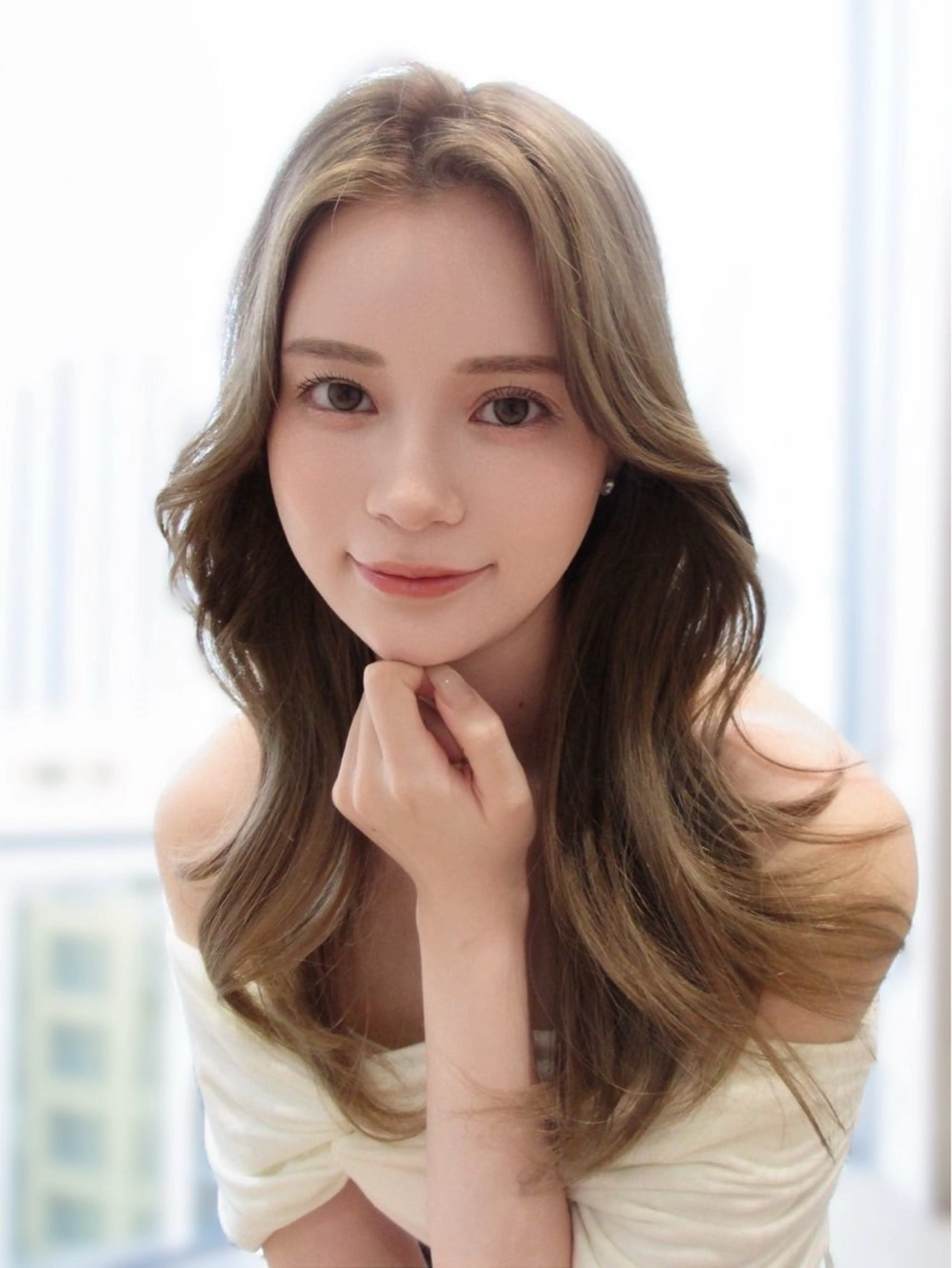 ロング カラー ベージュカラー ブラウンカラー 透明感カラー グレージュ シアーグレージュ カット ヘアカラー トリートメント 韓国くびれヘア 顔まわり新宿/さやかのヘアスタイル