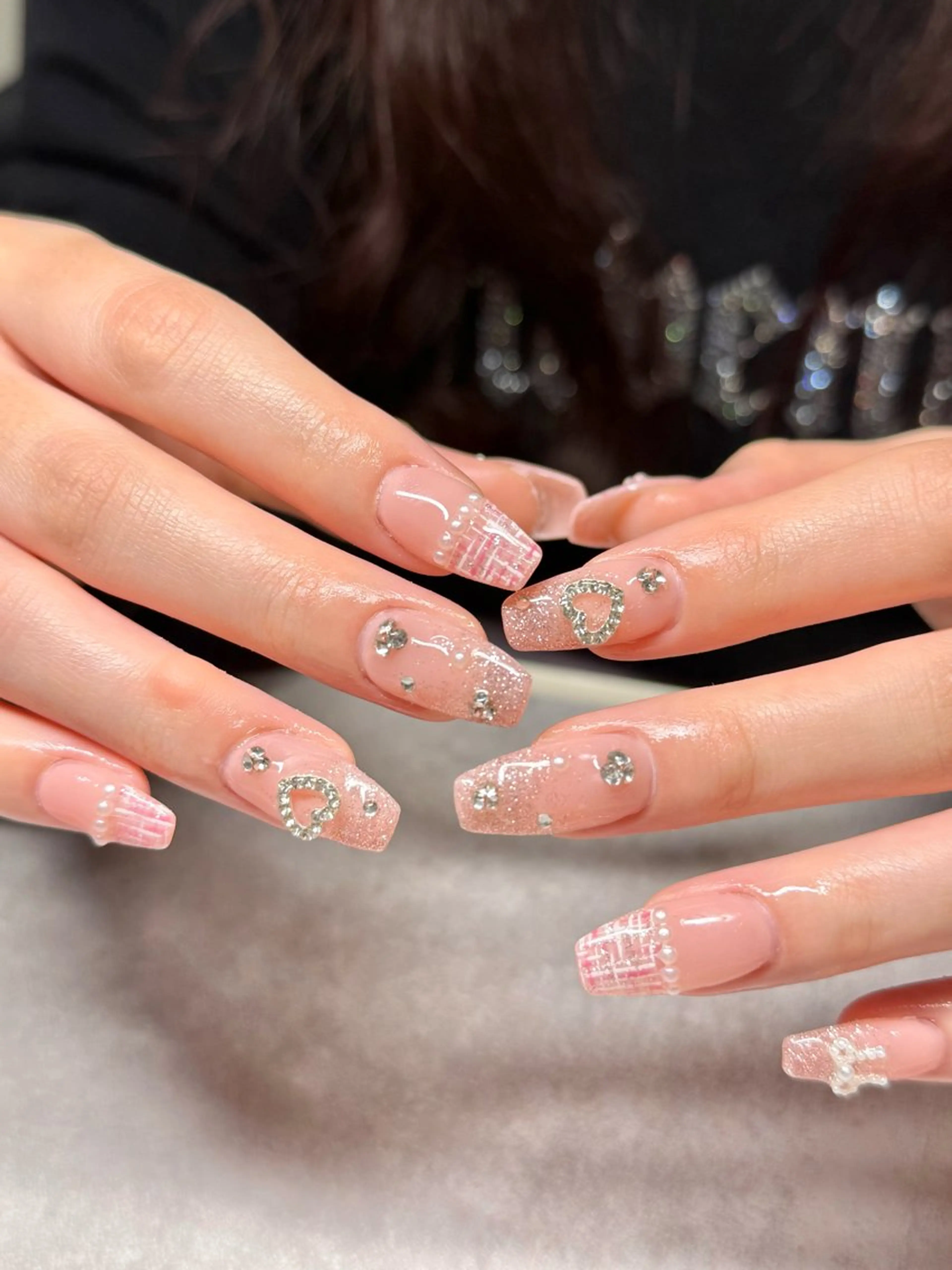 ネイル スクエアネイル ツイードネイル ハンドネイル nailroom amyのネイルデザイン